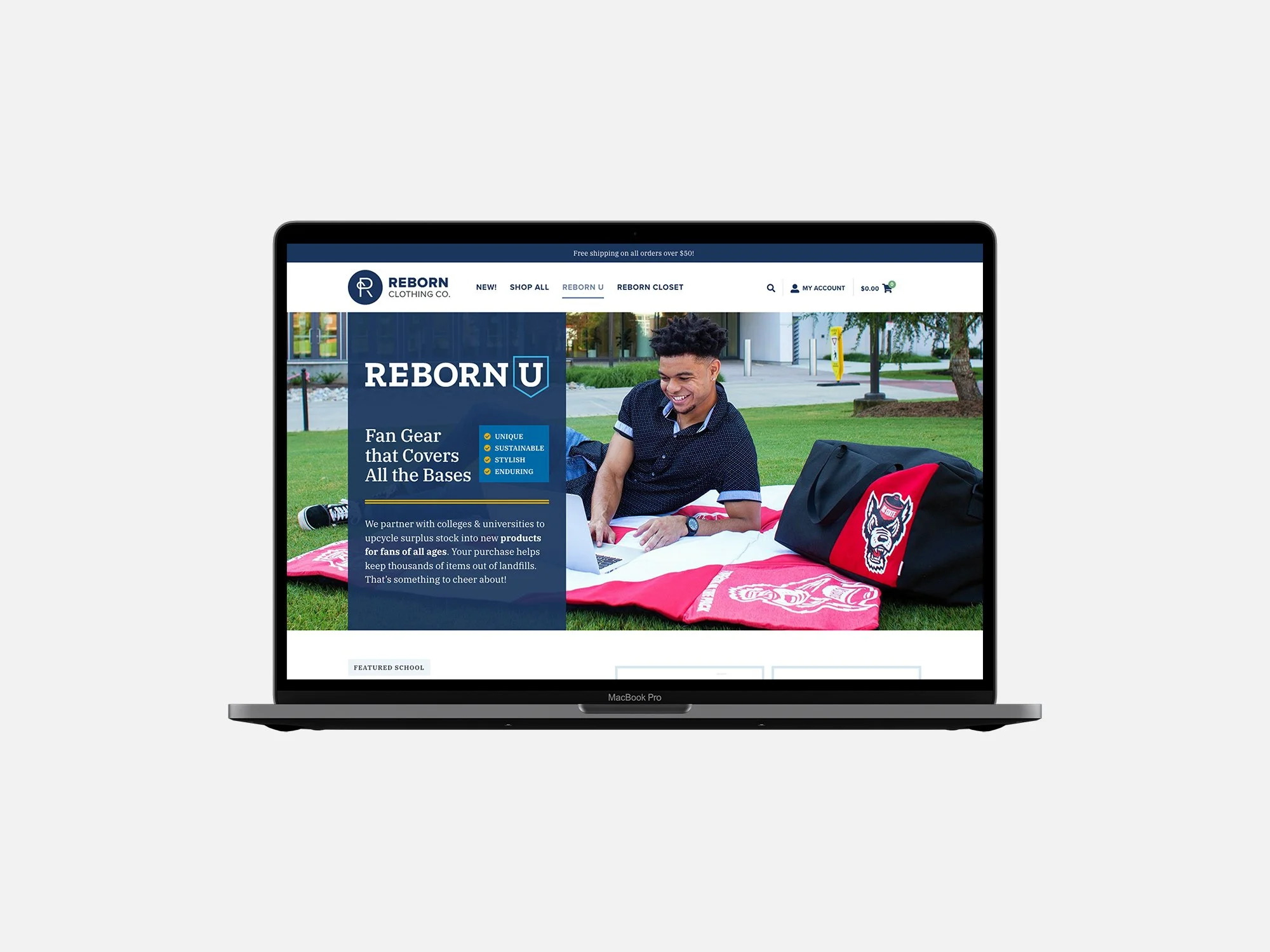 The new homepage displayed on a laptop.