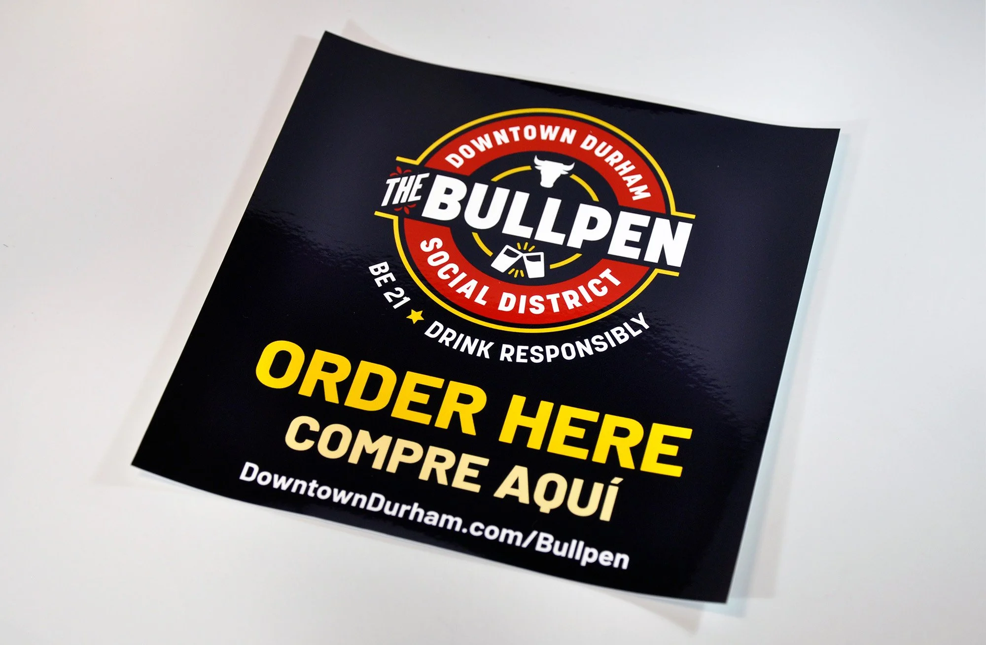 An order here sticker.