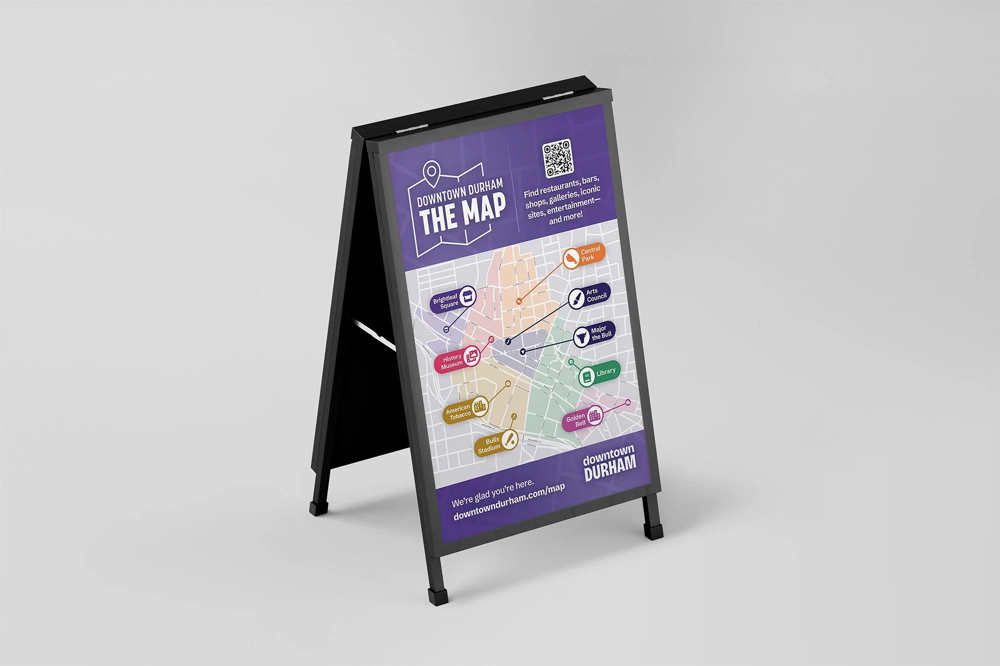 A rendering of The Map's A-Frame sign design.