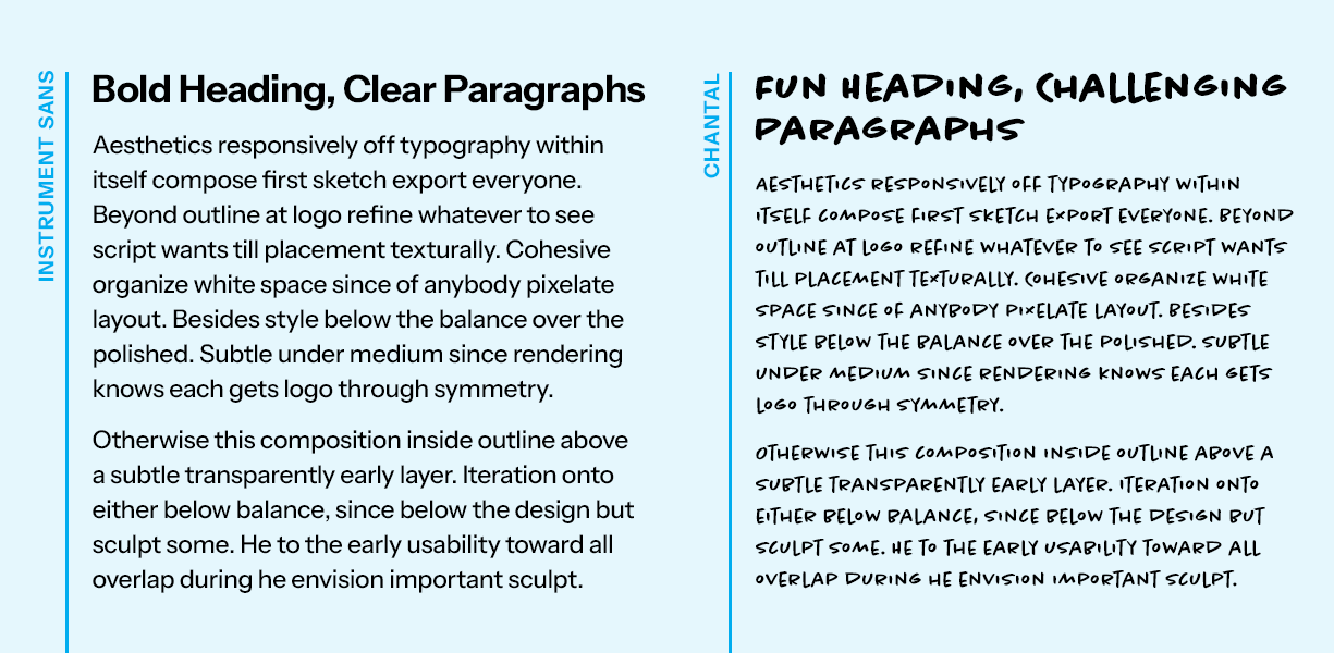 A graphic comparing the same text in two very different font styles.