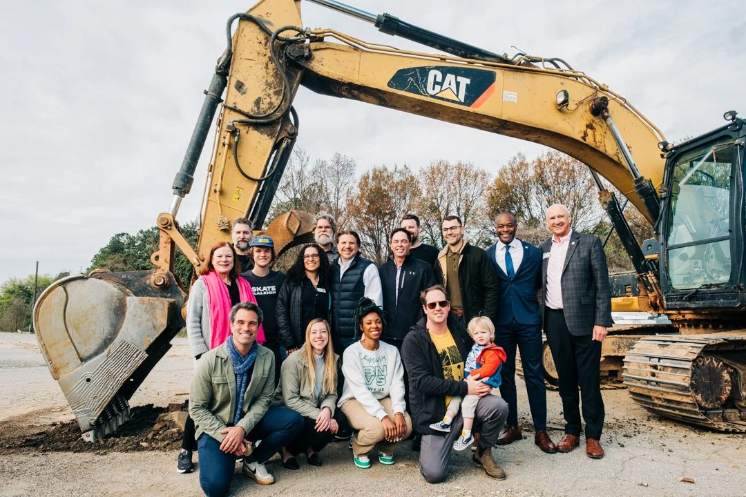 A photo of the Skate Raleigh board members at the groundbreaking event.