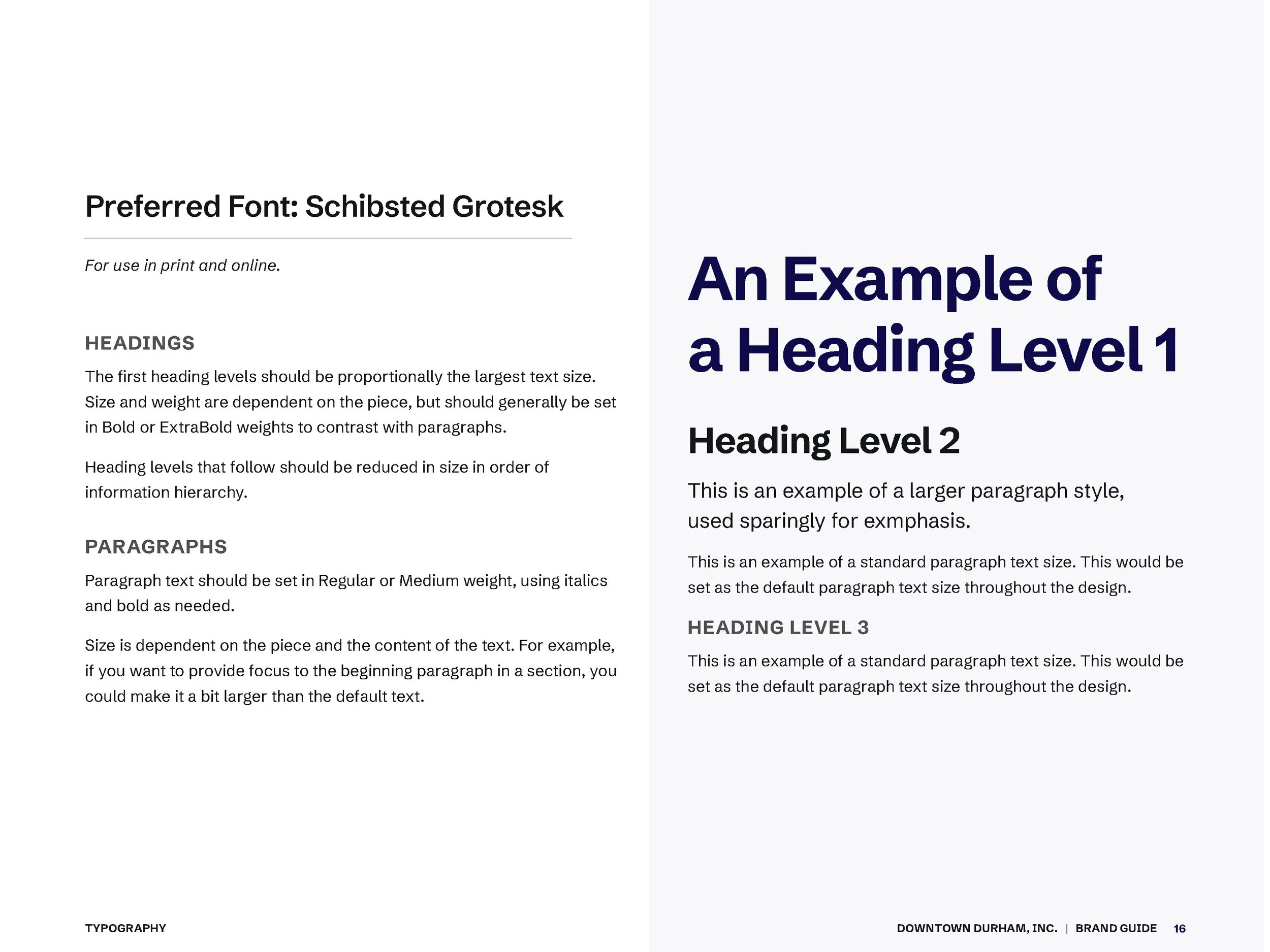The fonts page of the brand guide.