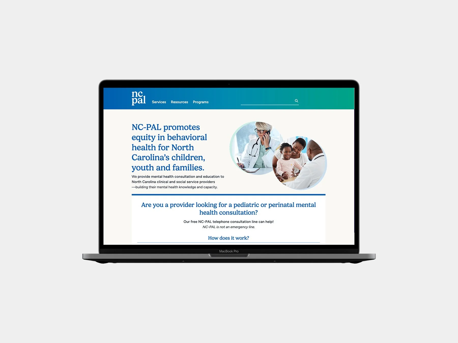The NC-PAL homepage displayed on a laptop.