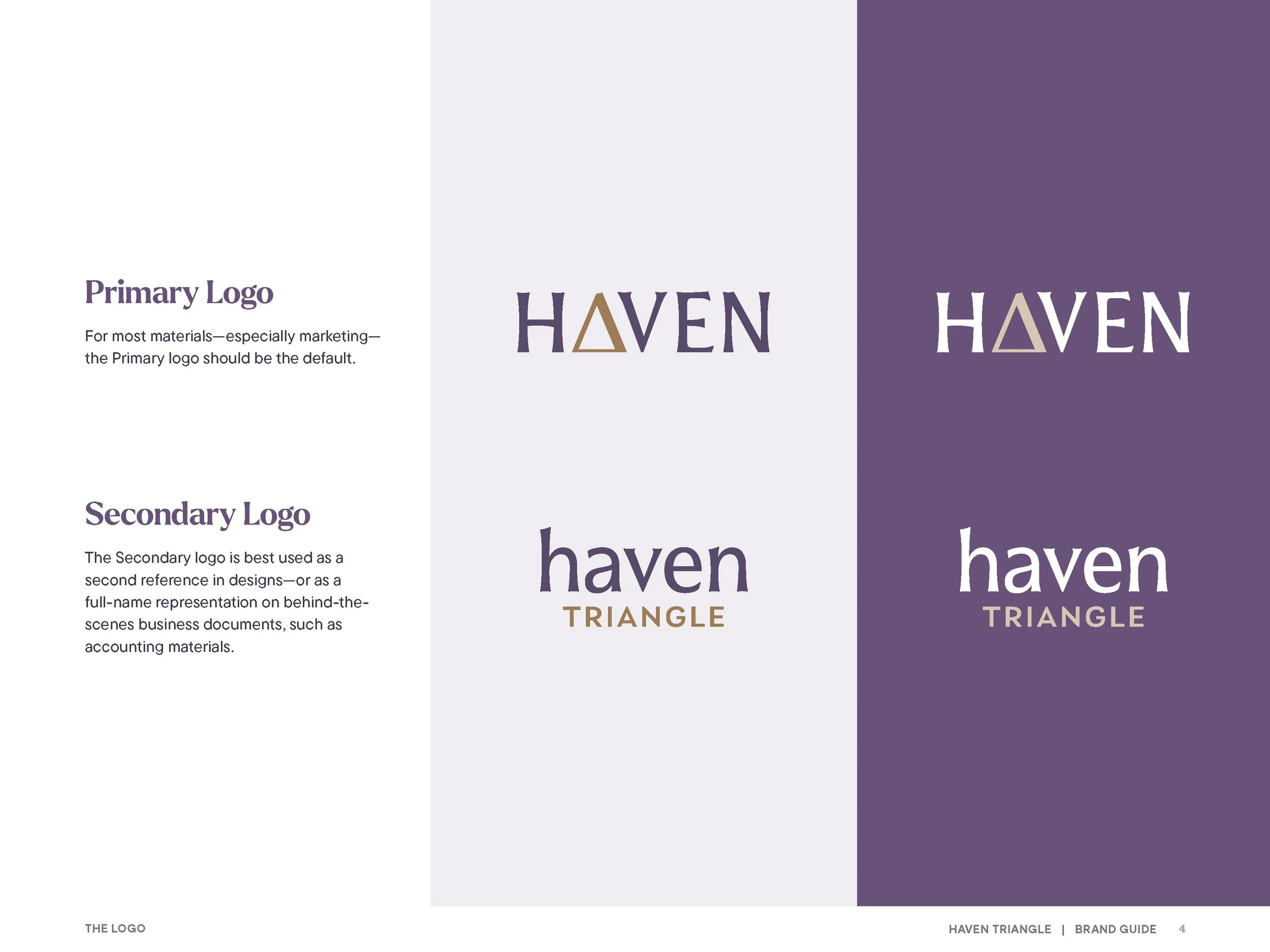 A page from the brand guide featuring all versions of the logo.