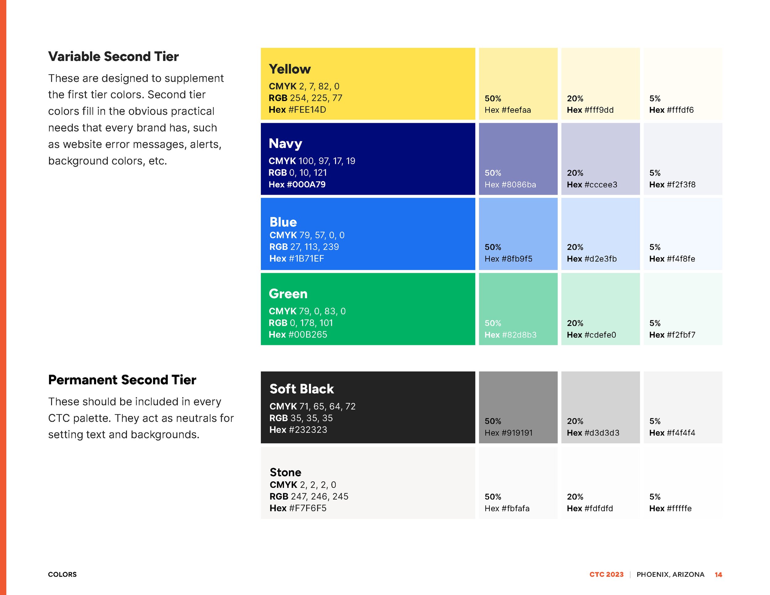 The new second tier colors.