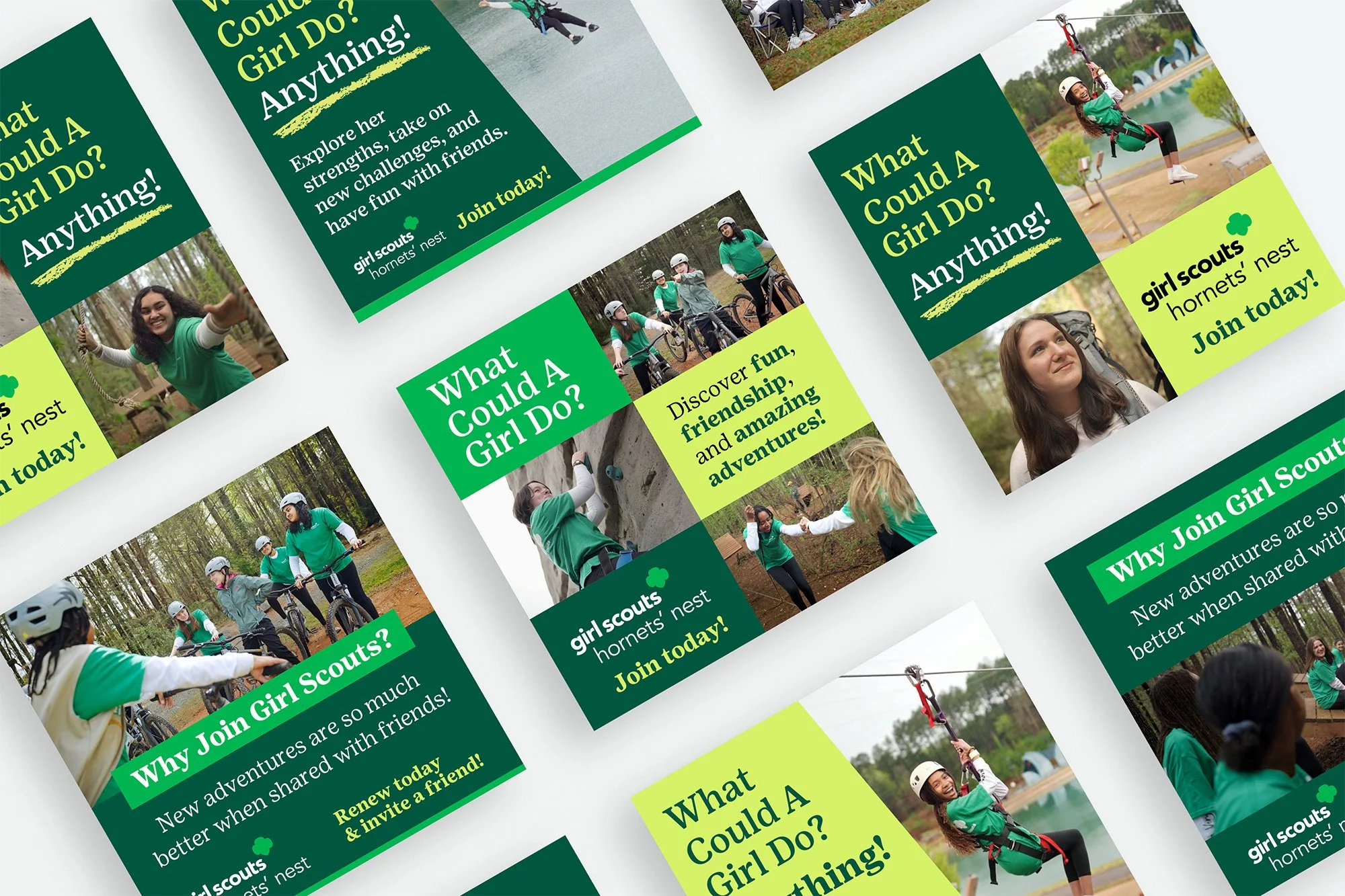 Girl Scouts Hornets' Nest social media template samples.