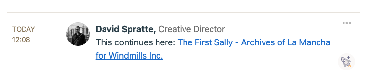 A screenshot of how Basecamp converts URLs to semantic links.