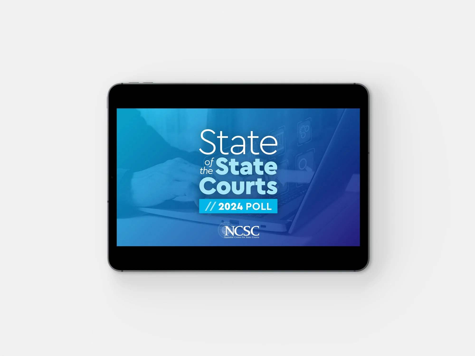 The presentation cover slide on a tablet.