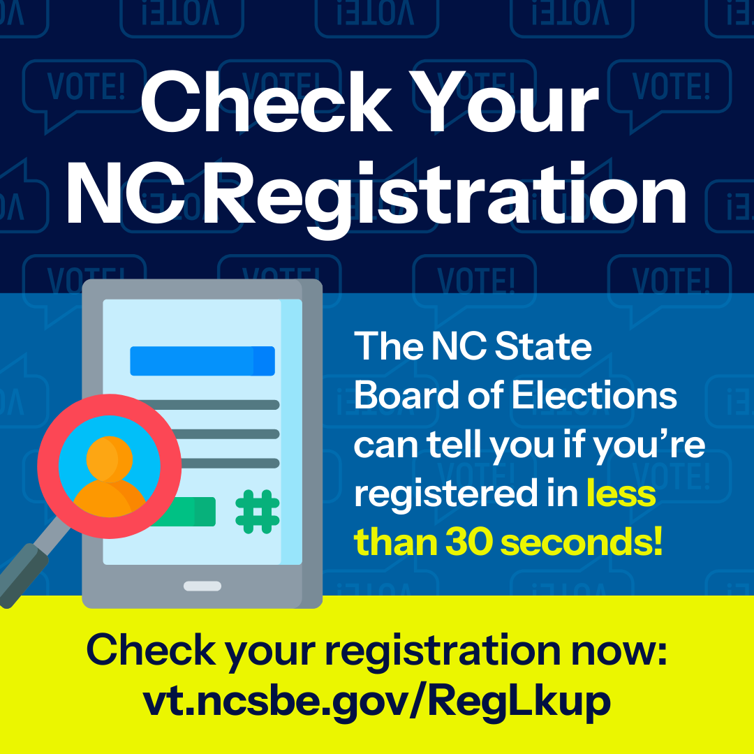 A social media graphic encouraging voter registration lookup.