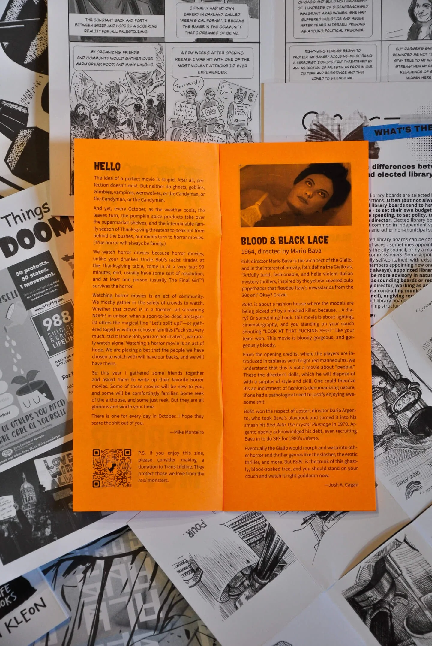 A page spread from the Perfect Horror Movies zine.