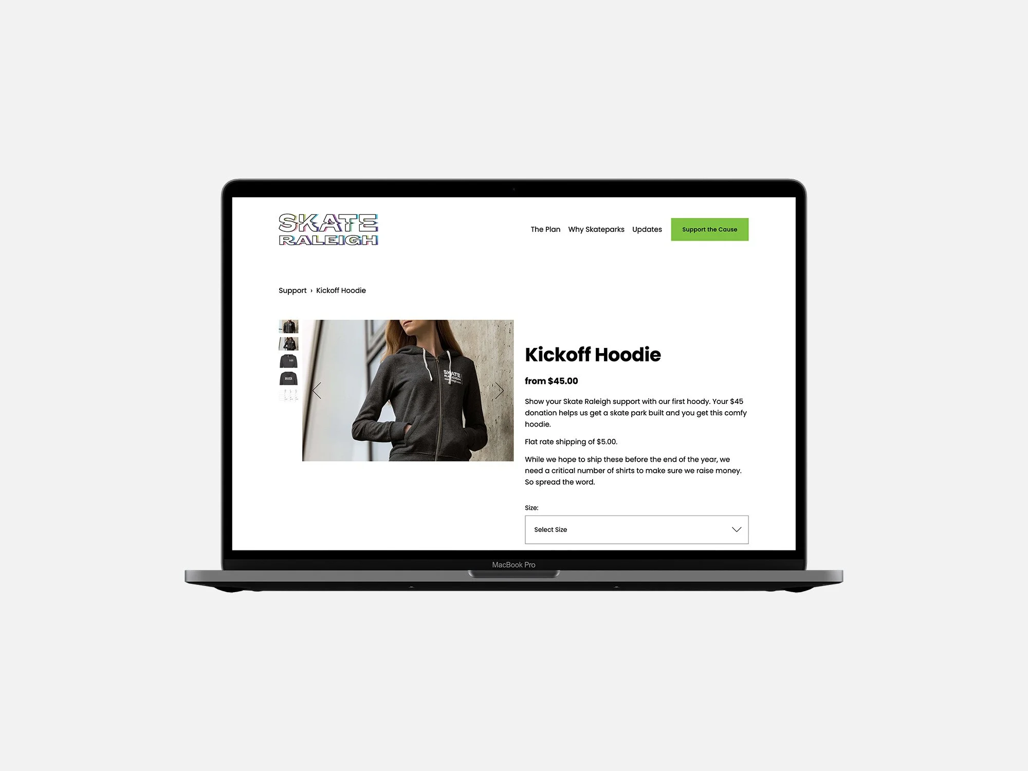 The hoodie product page.