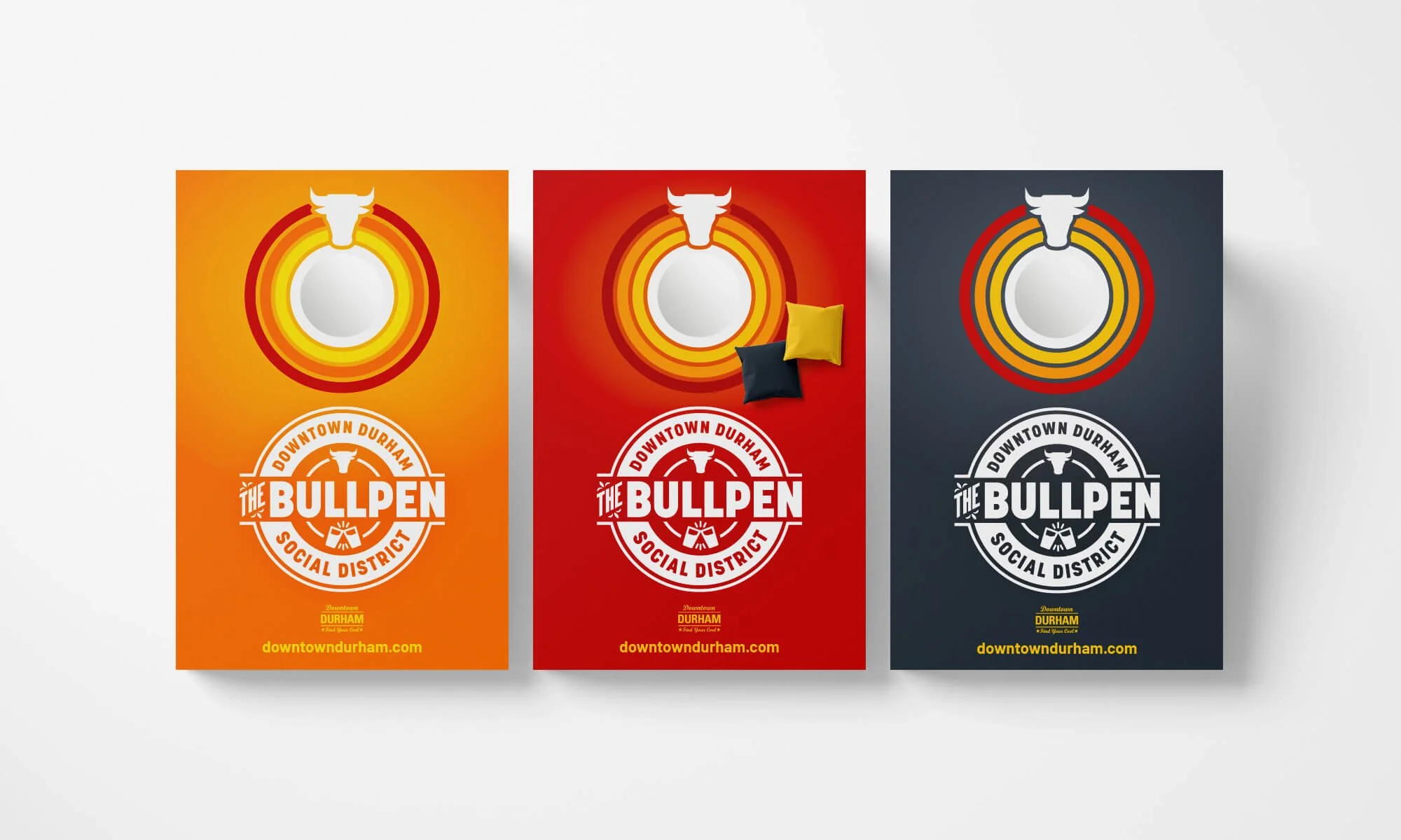 A rendering of the cornhole board wraps.