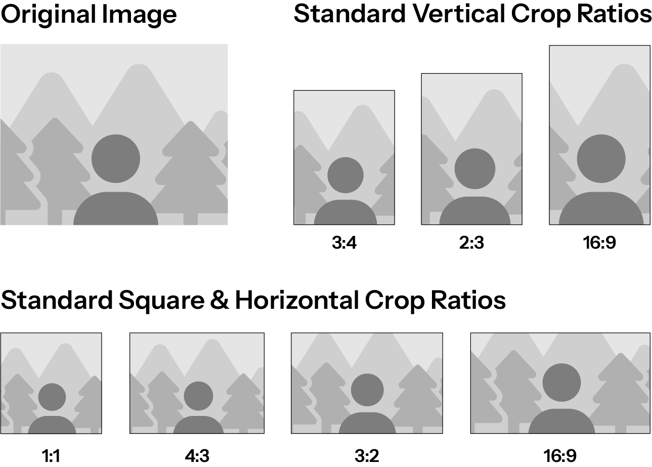 A graphic illustrating a variety of crop ratios.