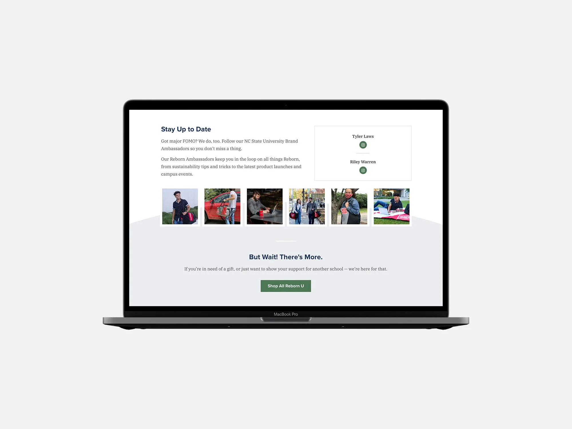 A section showing student engagement with the brand.