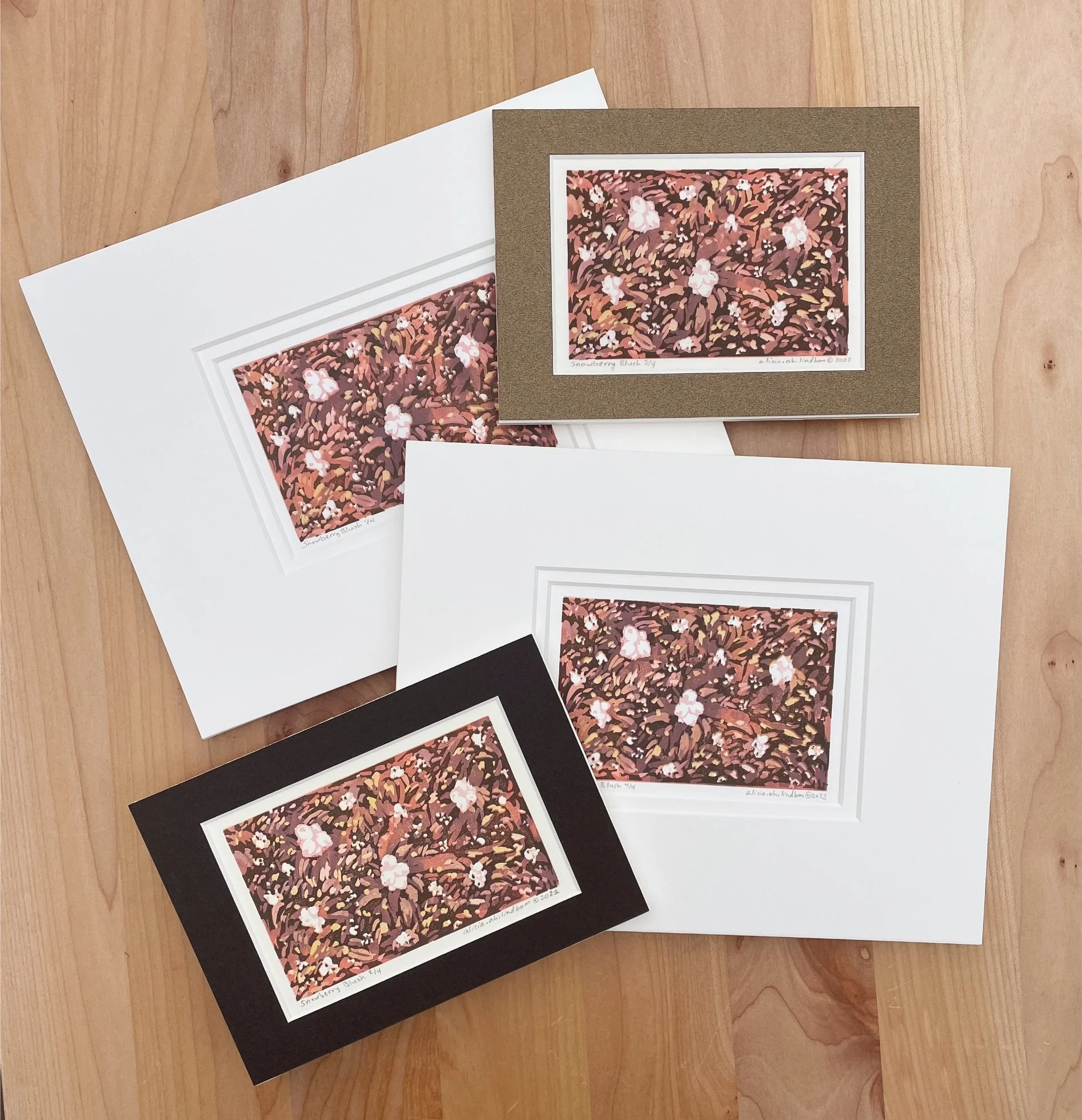 Snowberry Blush - Original, Handmade Block Print