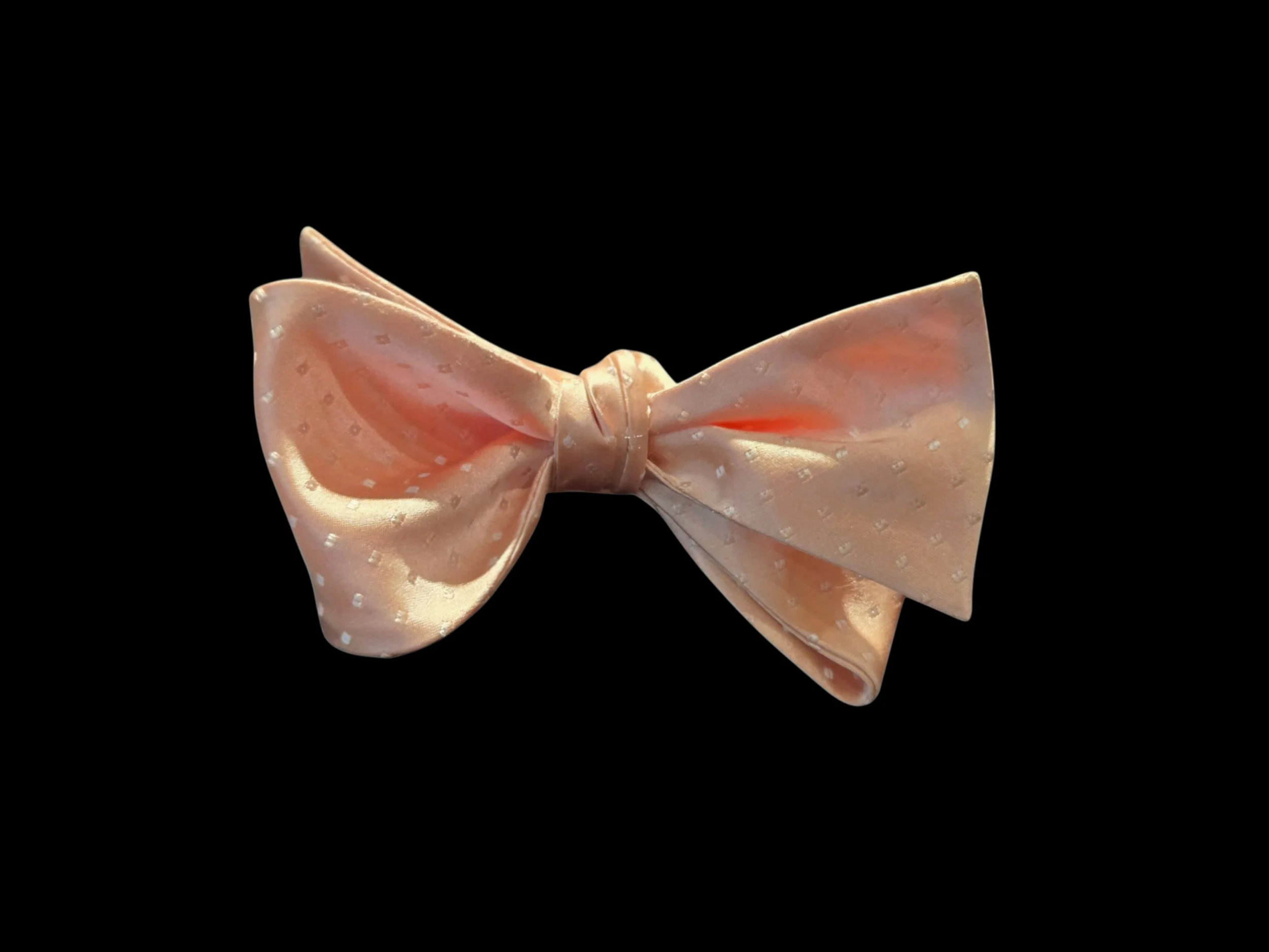 JL Michael’s Peach and White Polka Dot Silk Self-Tie Bow Tie