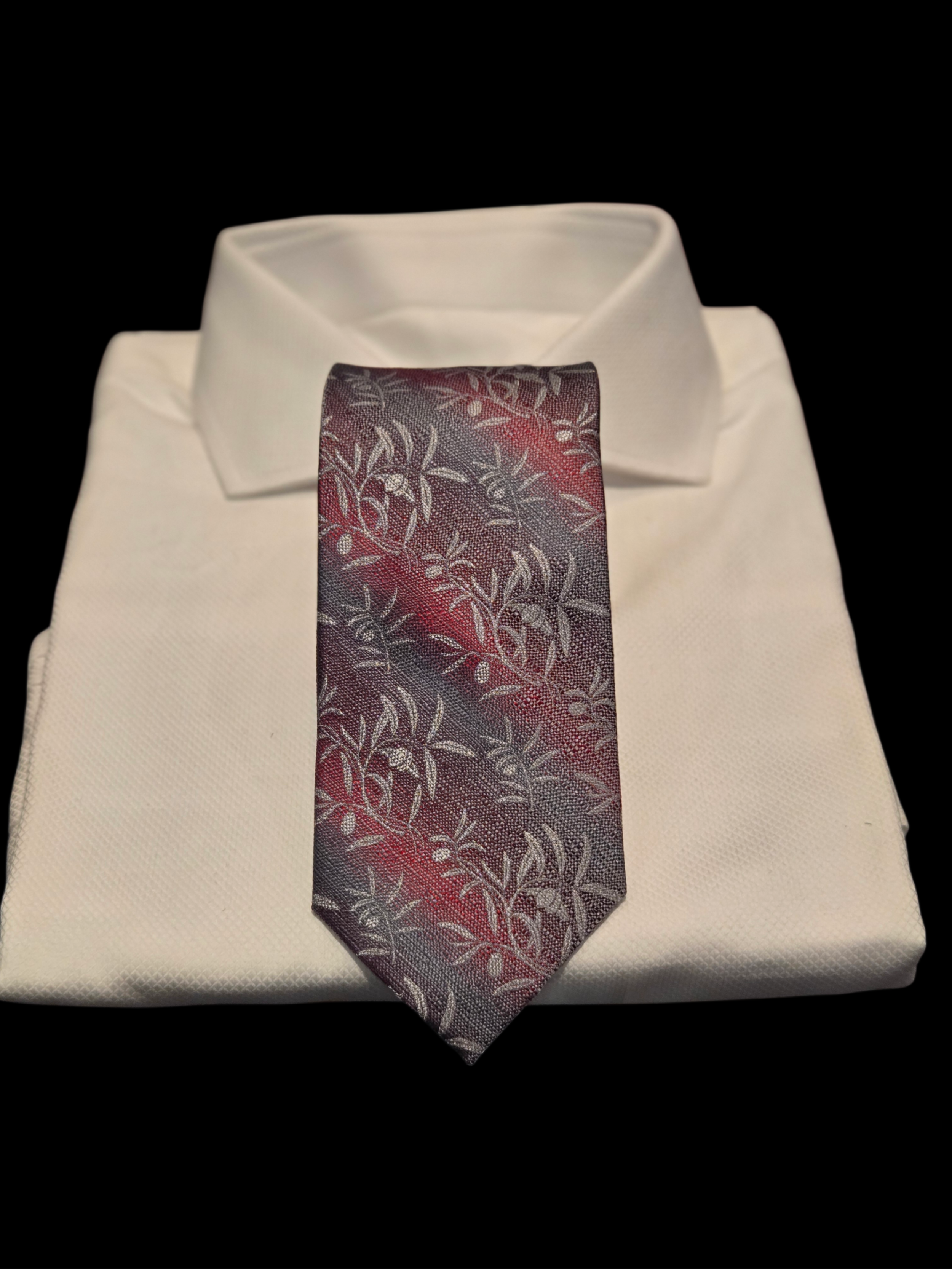 Grey and Pink Striped Necktie