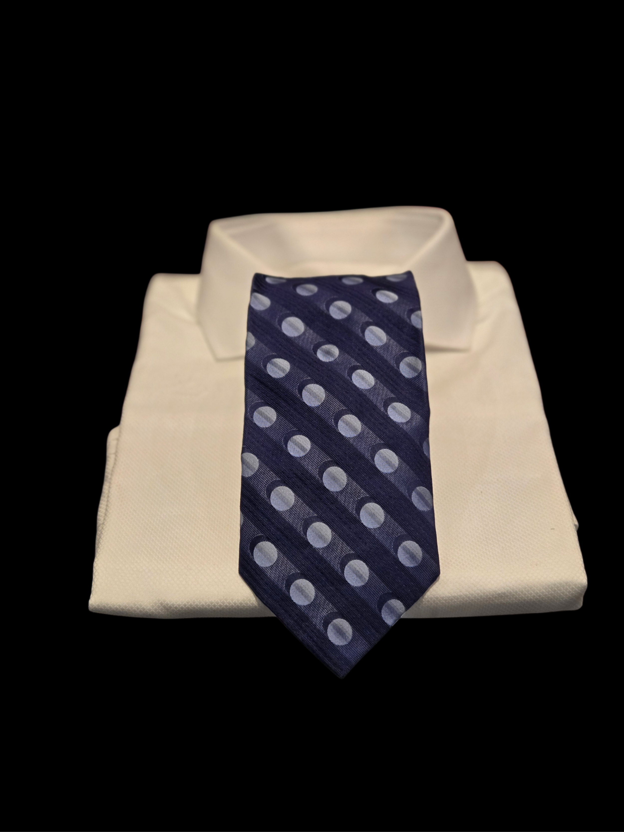 Navy Polka Dot Striped