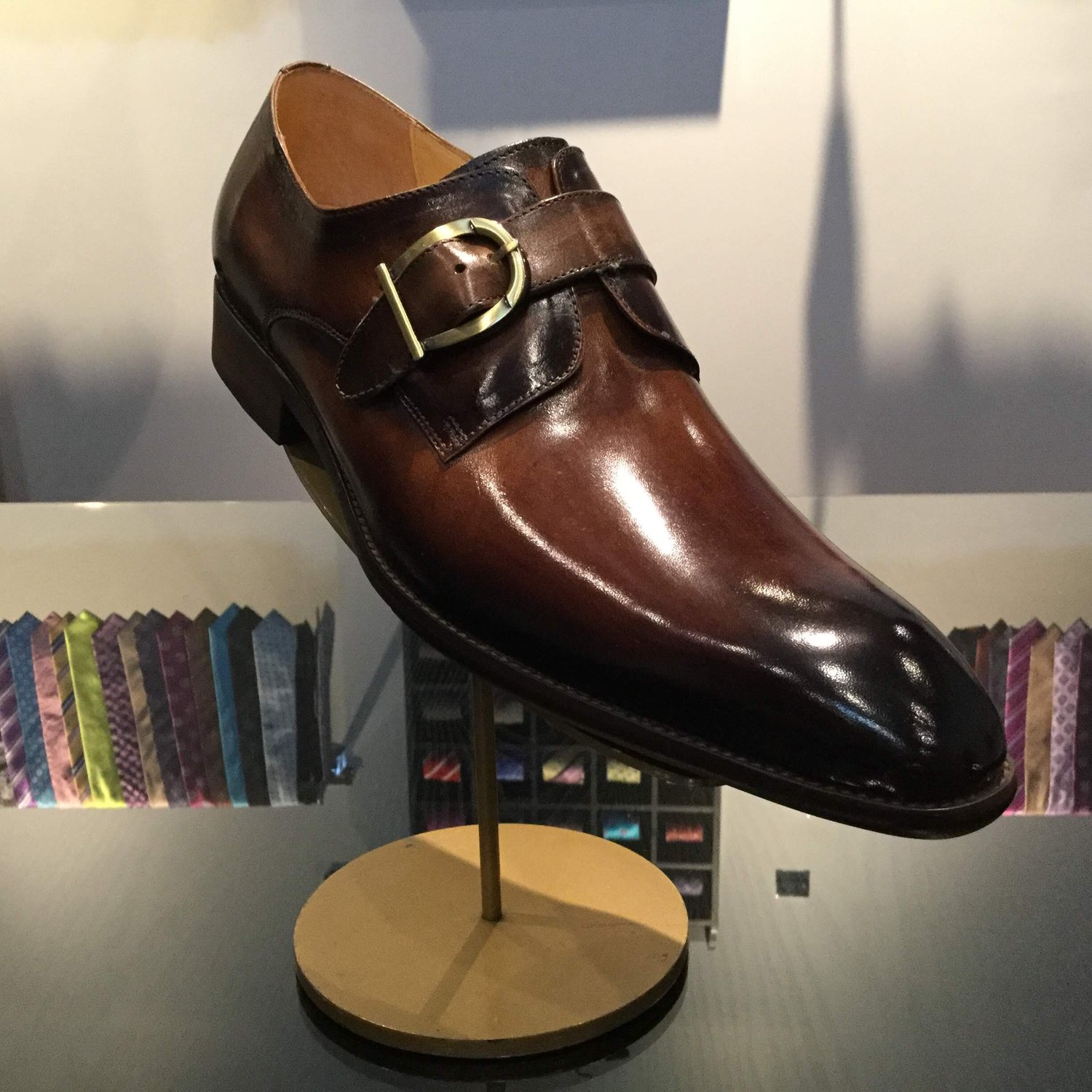 JL Michael's Men's Brown Leather Monk Strap Shoes  Classic Dress Shoes   JL Michael's Custom Clothiers