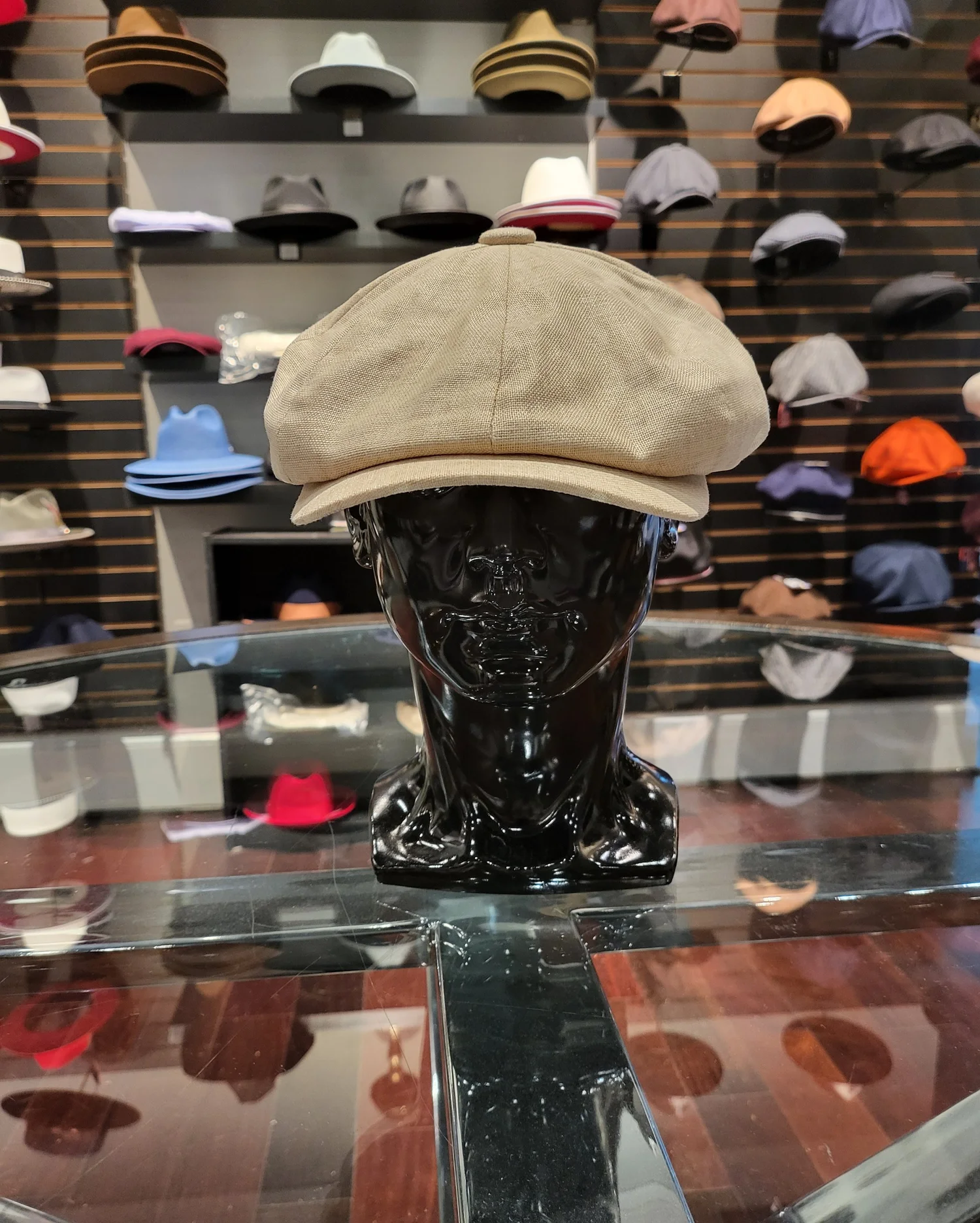 Beige Linen Newsboy Cap Newsboy Cap for Men Linen Flat Cap Herringbone Breathable  main image 3