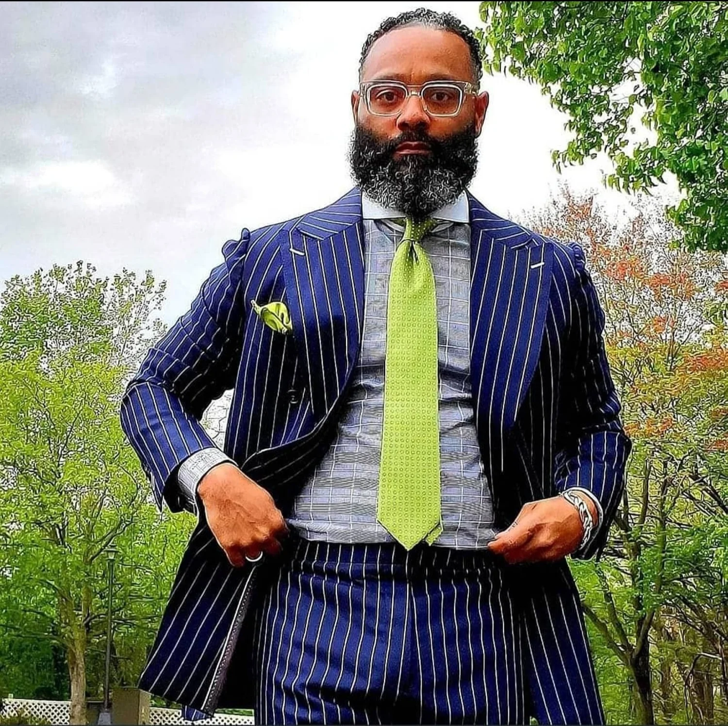 Navy Bankers Pin Stripe Suit — JL Michael's Custom Clothiers