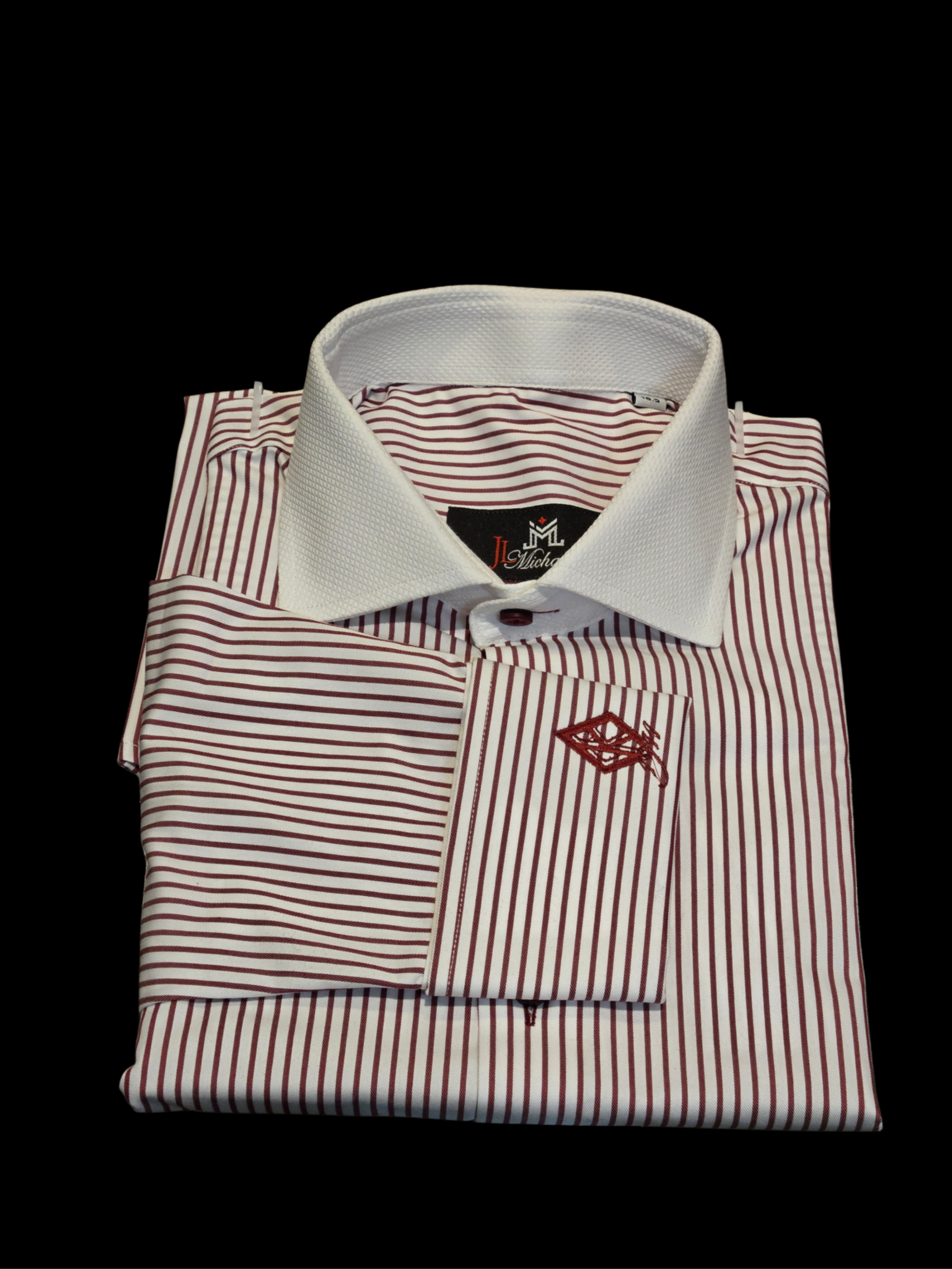 JL Michael's Bespoke Crimson/White Striped Dress Shirt