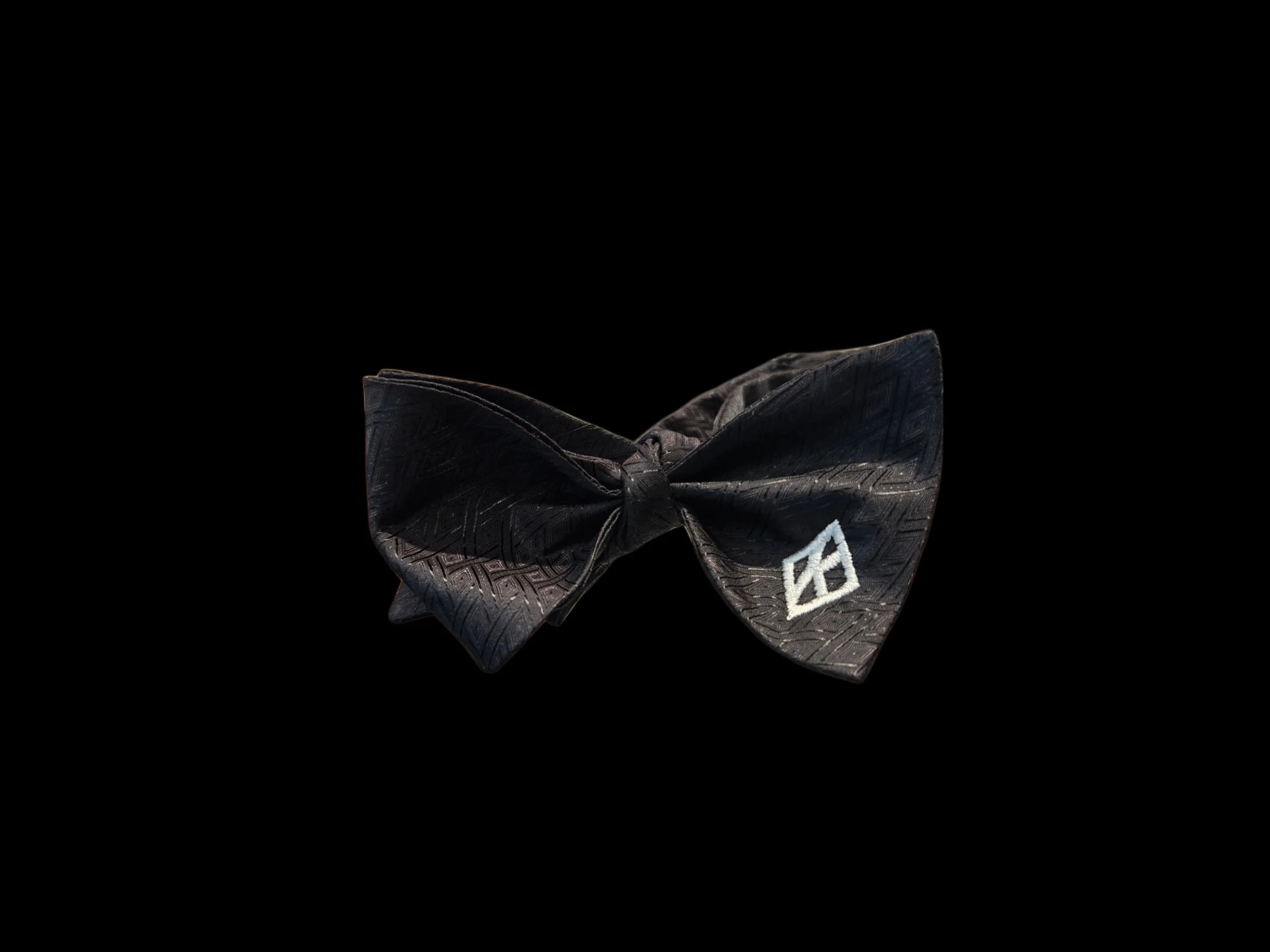JL Michael's Kappa Black Satin Floating "K" Bow Tie