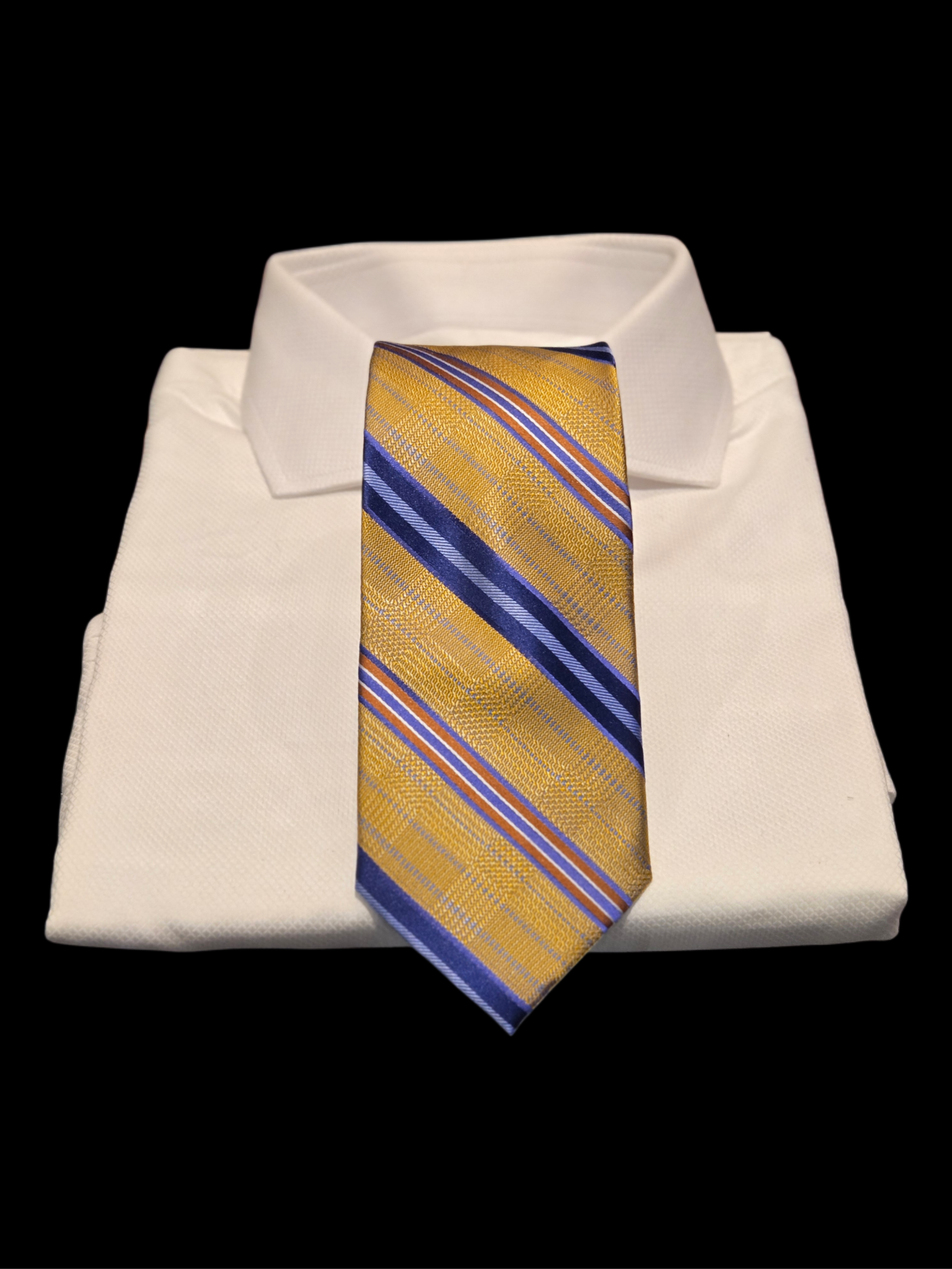 JL Michael's Canary and Royal Blue Striped Necktie