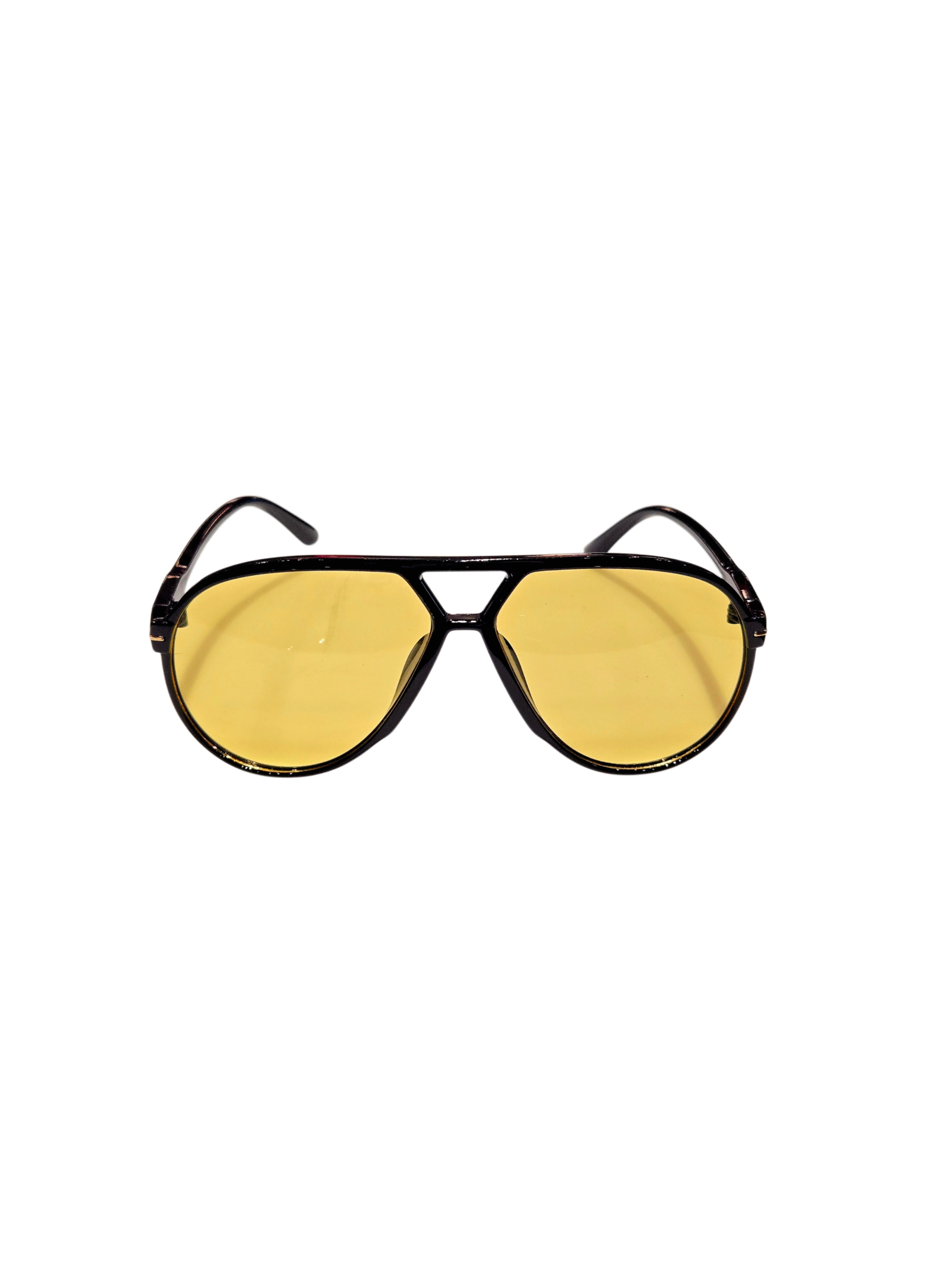 JL Michael's  Black/Yellow Tinted Oversized Aviator Sunglasses