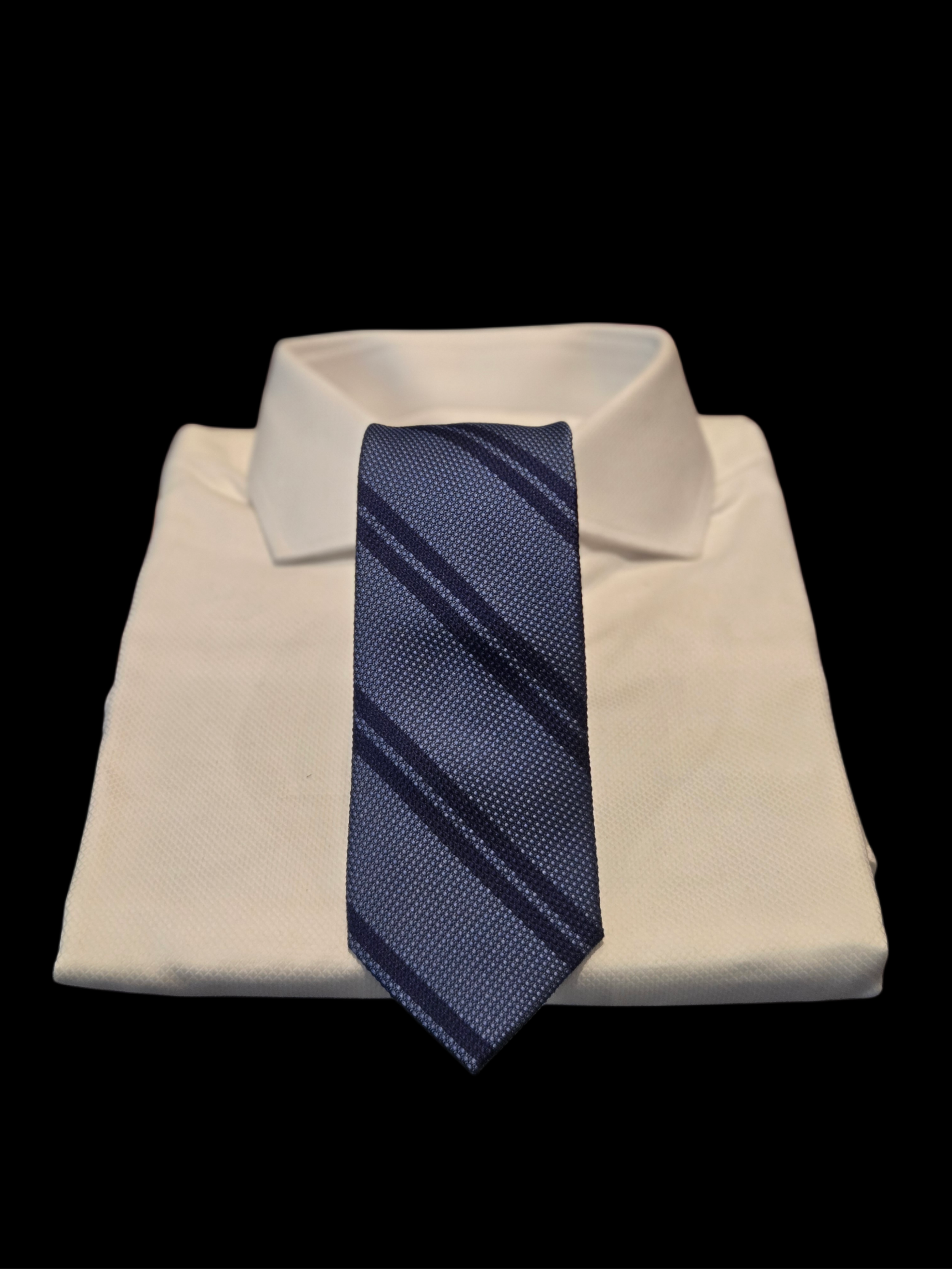 JL Michael’s Blue/Navy Striped Silk Necktie