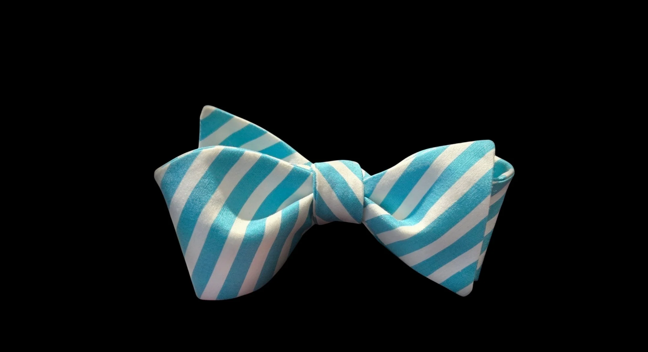 JL Michael’s Seafoam/White Striped Cotton Self-Tie Bow Tie