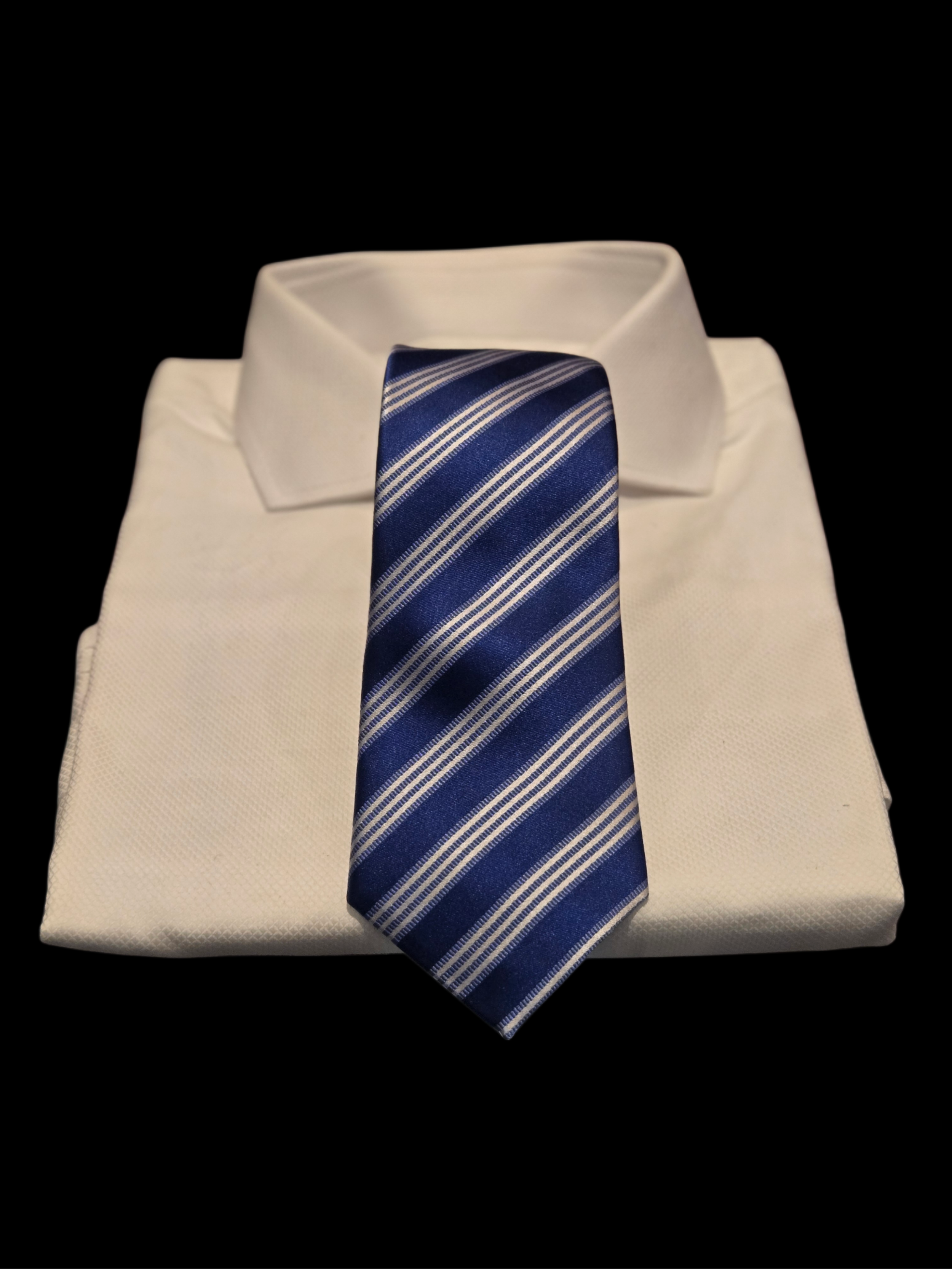 Navy White Striped Necktie