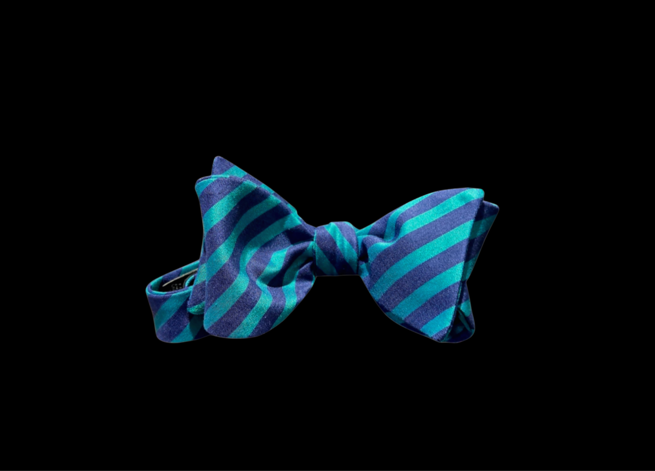 JL Michael’s Teal/Blue Striped Cotton Self-Tie Bow Tie