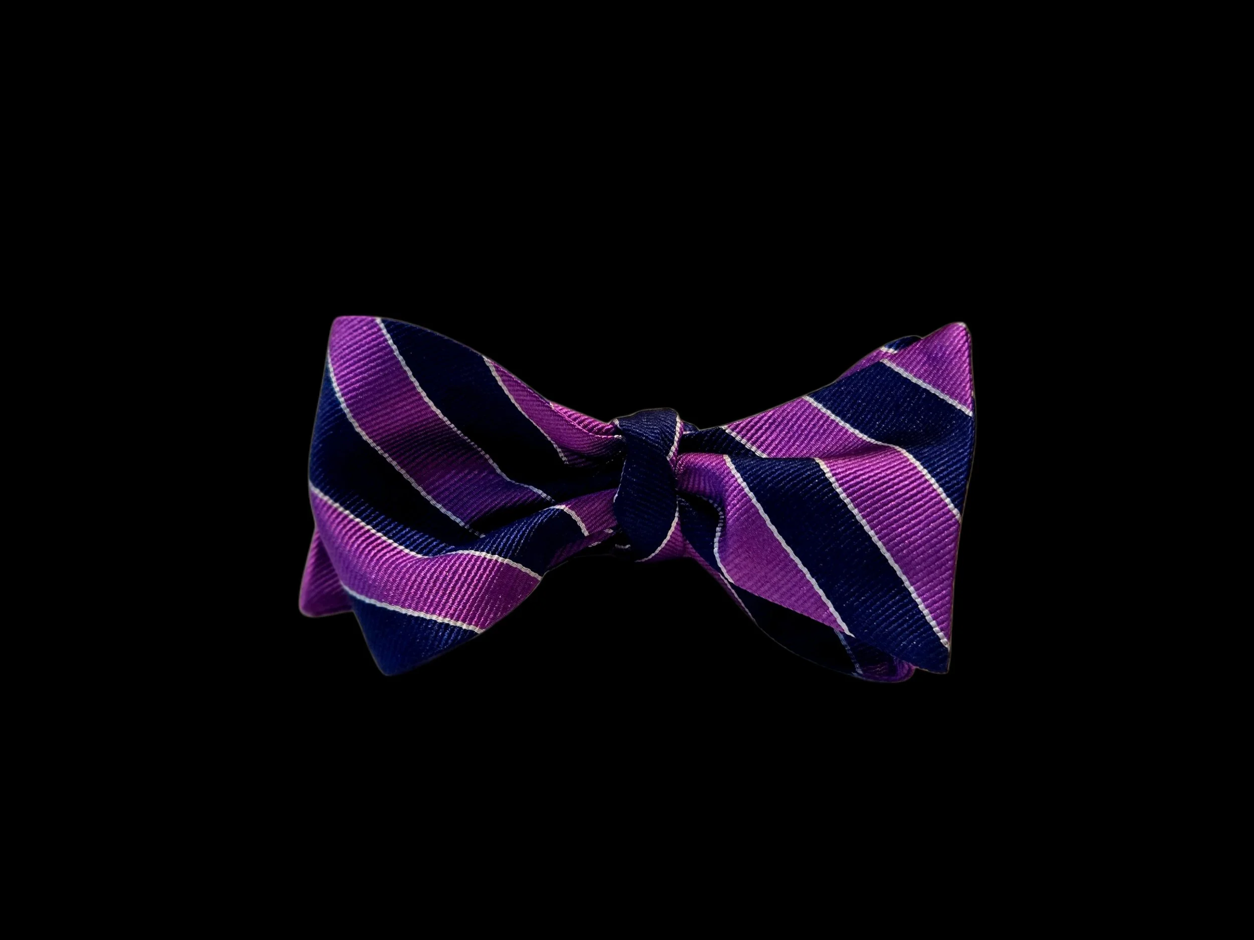 JL Michael's Silk Blue/Purple Striped Self-Tied Bow Tie