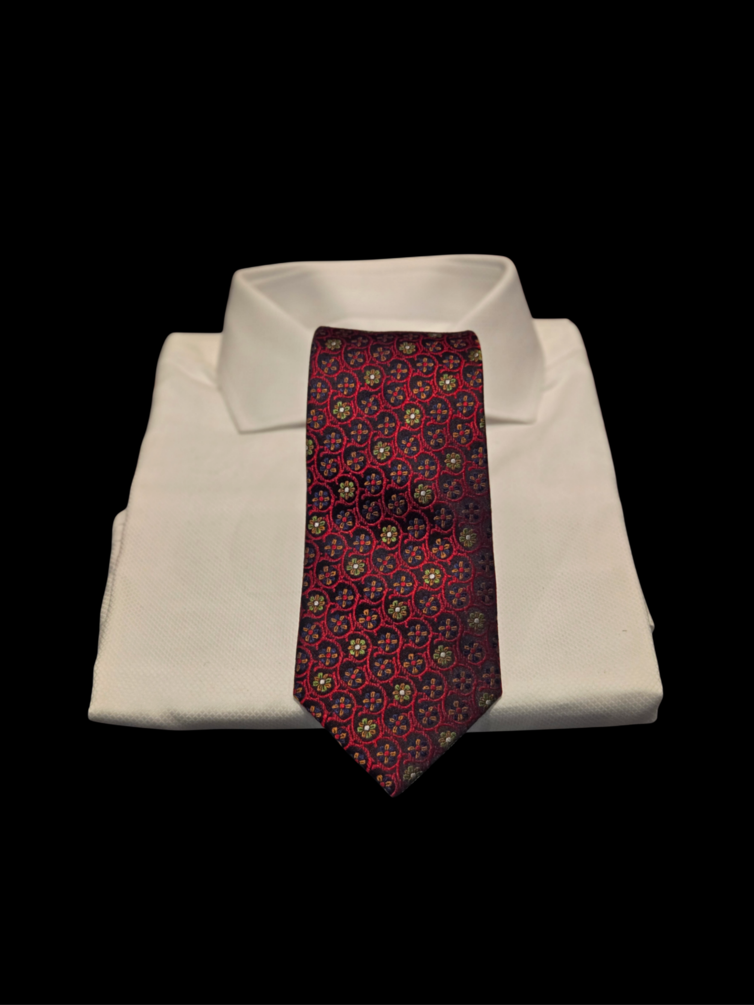 Red Silk Patterned Necktie
