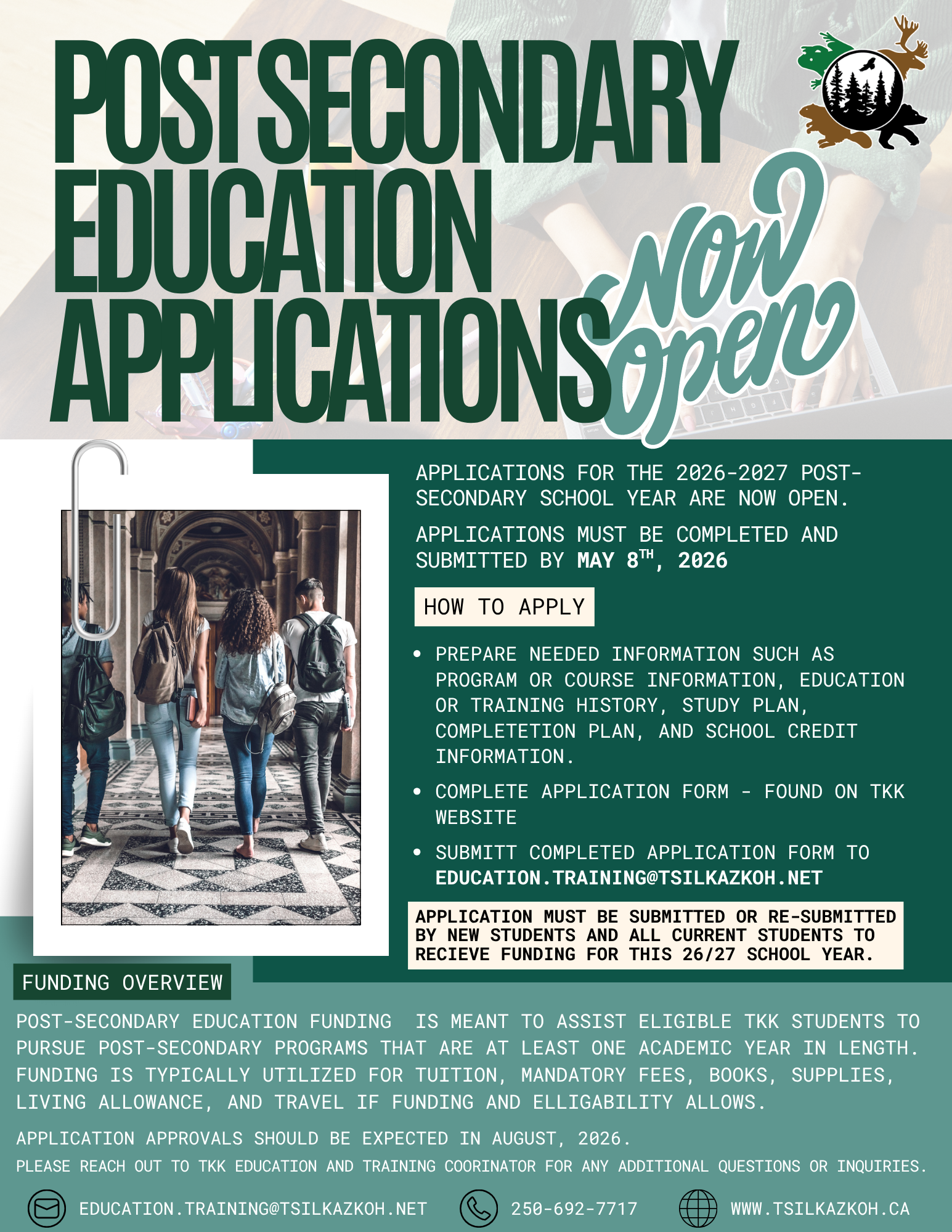 26/27 Post Secondary Education Applications Due May 8th 