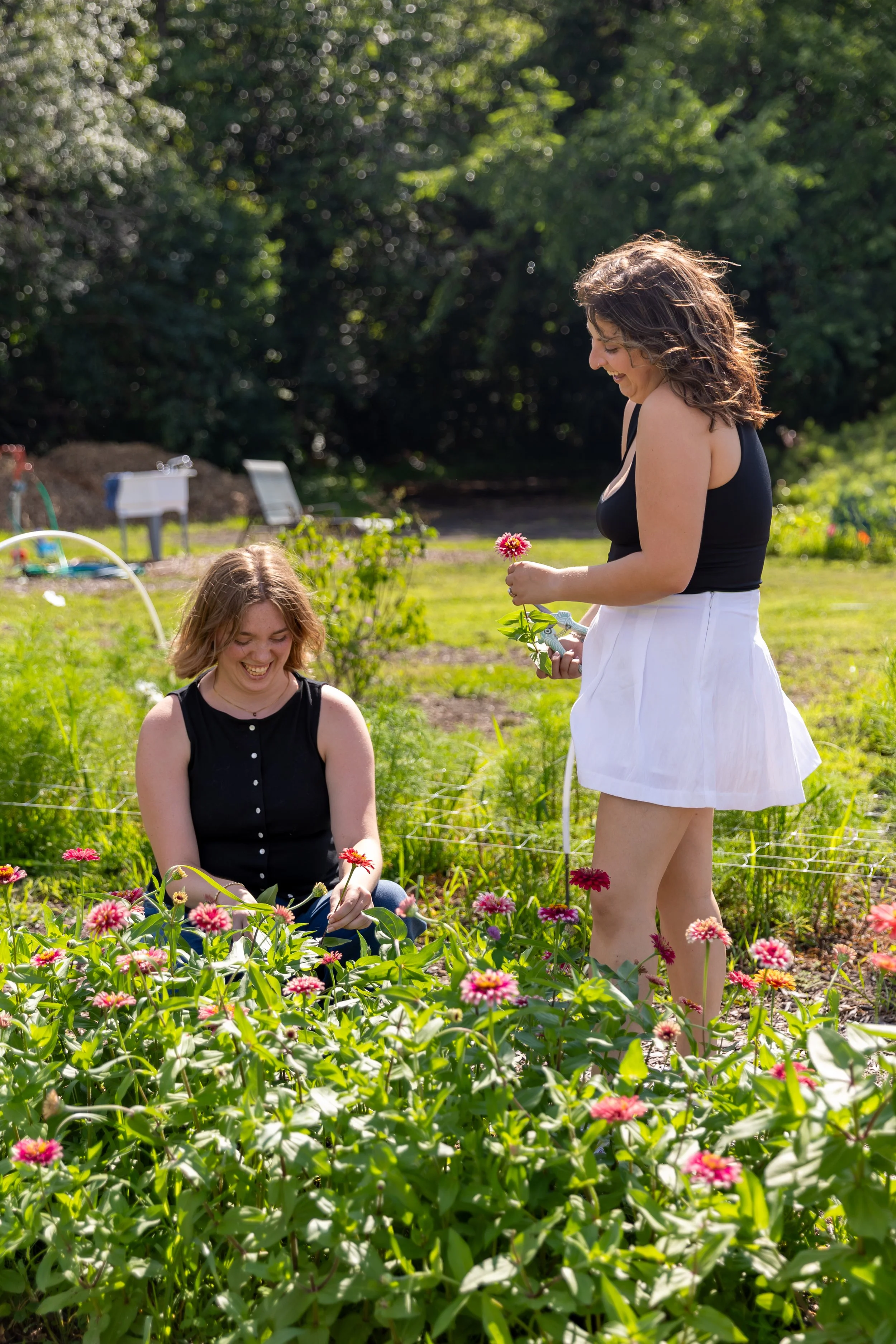 Minneapolis couples photography - A couple pick flowers together at Lakeside Farm and Flowers in Cologne, MN.