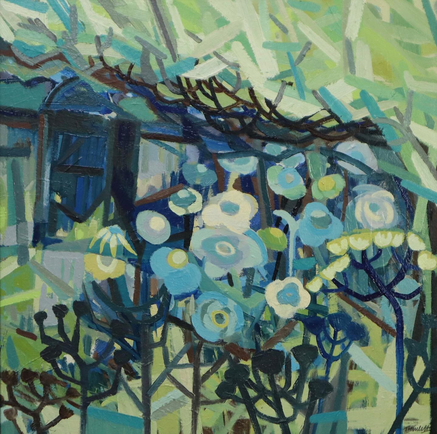 &lsquo;Secret Garden&rsquo; oil on board.  Available from Athertongreenart.
Gallery, Farringdon. Hampshire.  #athertongreenart #artforsale #contemporary-painting #hampshirelife #onnow #gallery #artforsale #emergingartist #oilpainting #devonartist #fo