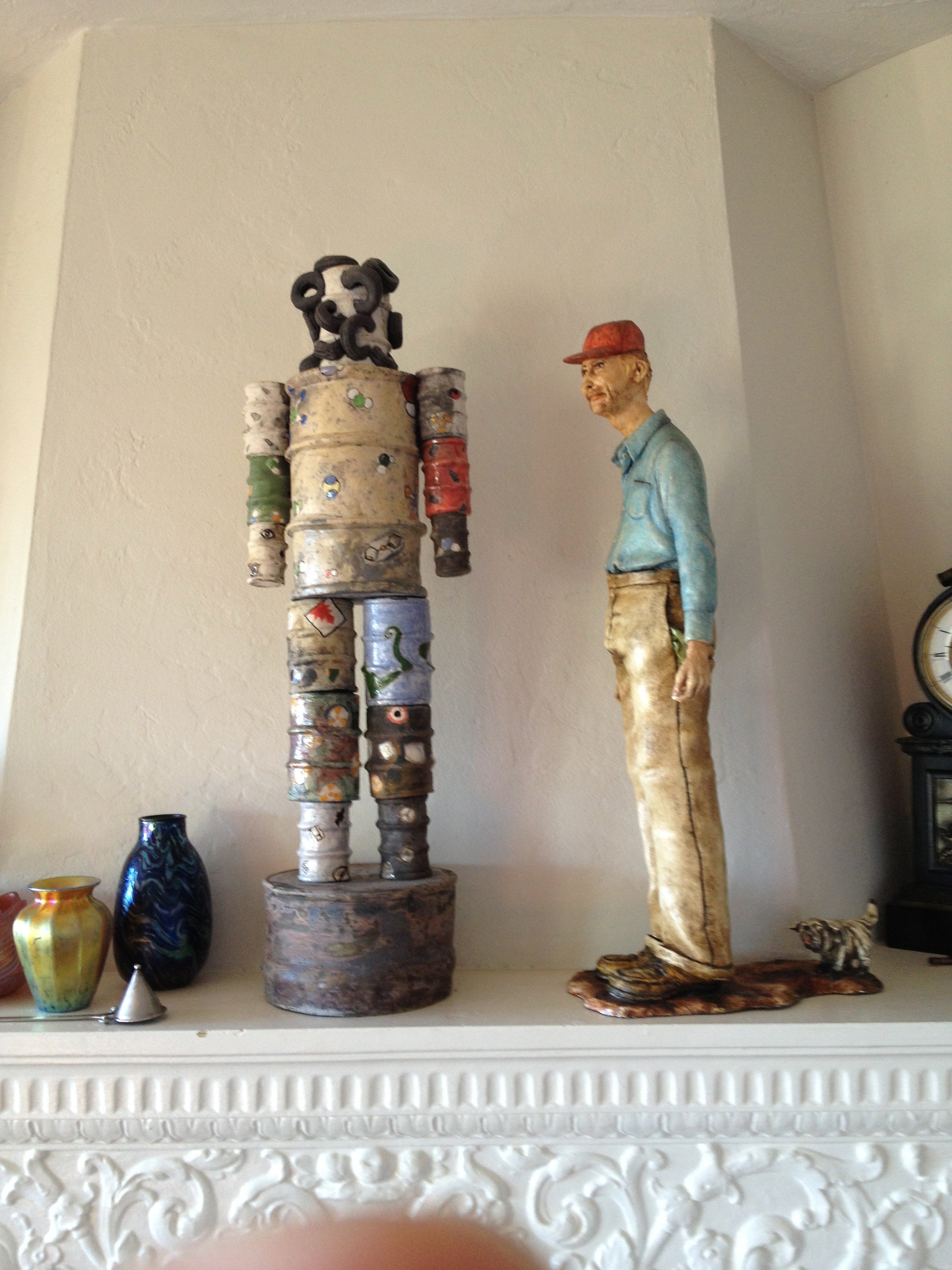 Steven Brawn left, right Jack Earl, Ceramic sculptures