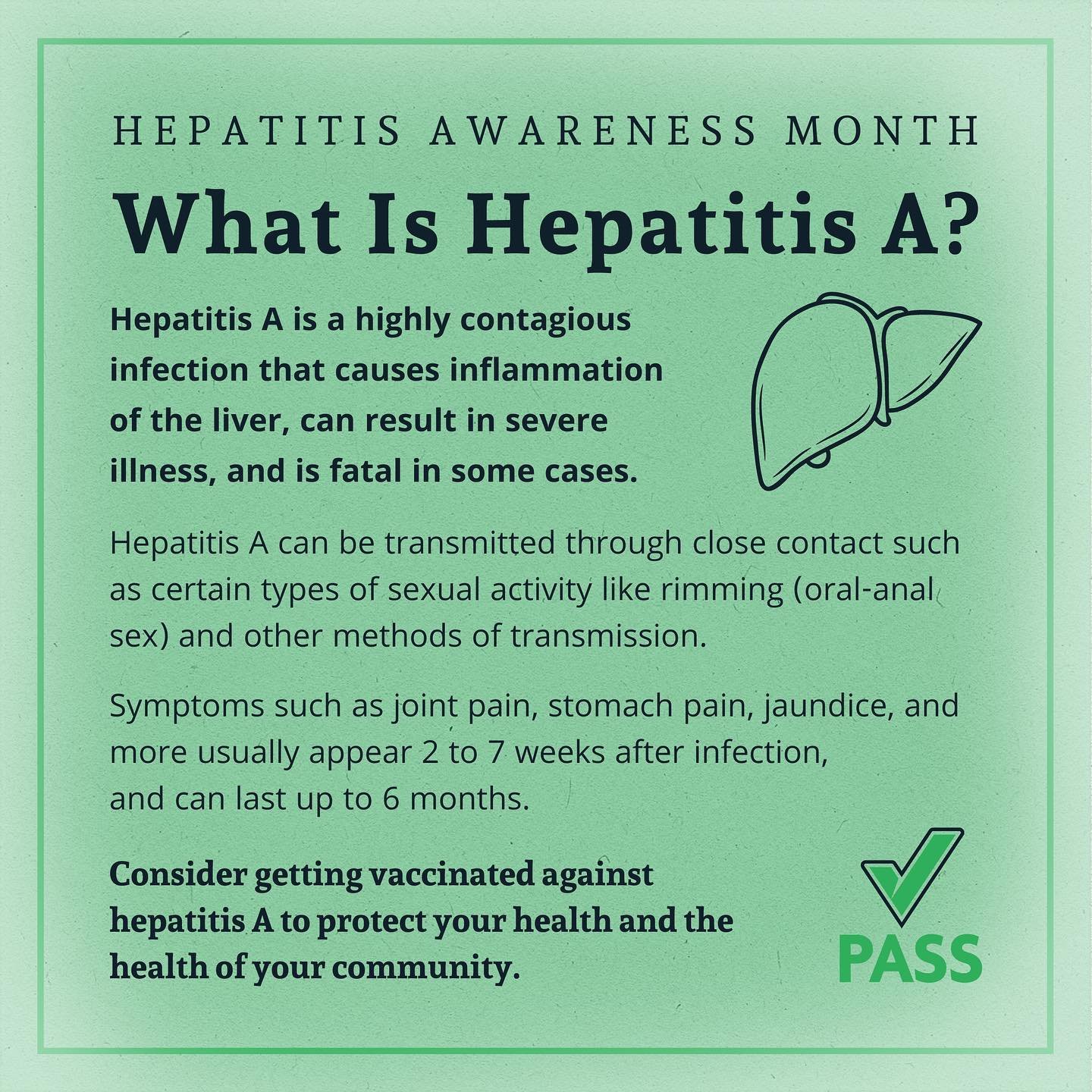 May is #HepatitisAwarenessMonth. PASS encourages all adult industry workers to stay informed on issues that impact the health and safety of our community. 

To learn more about hepatitis A and the hepatitis A vaccine, visit https://www.passcertified.