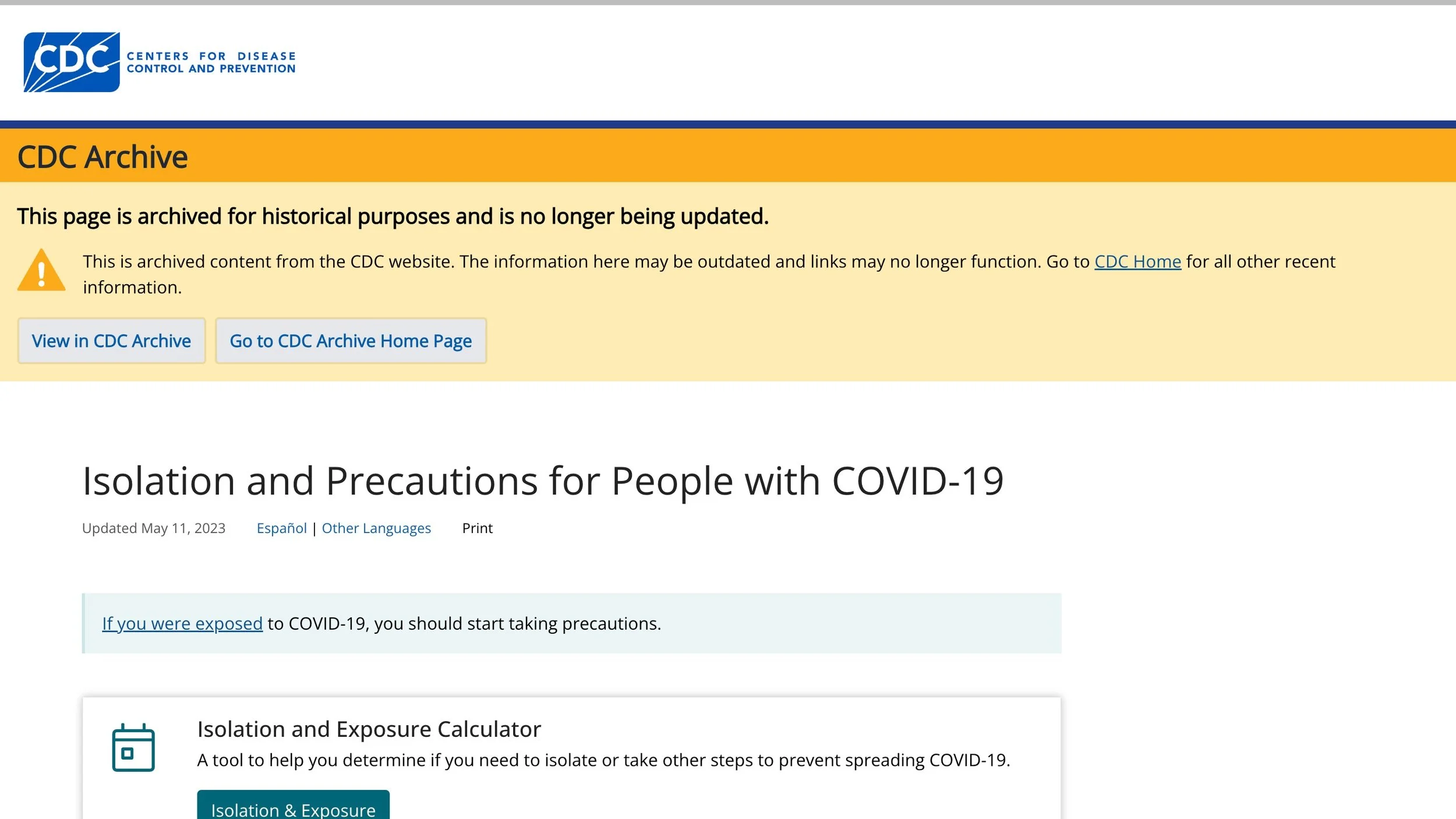 Isolation and Precautions for People with COVID-19 (CDC)