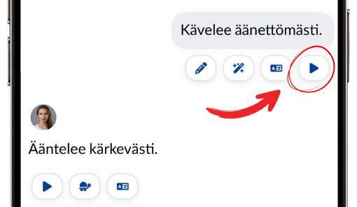 Langua message playback button — listen back to your own pronunciation to compare with the AI