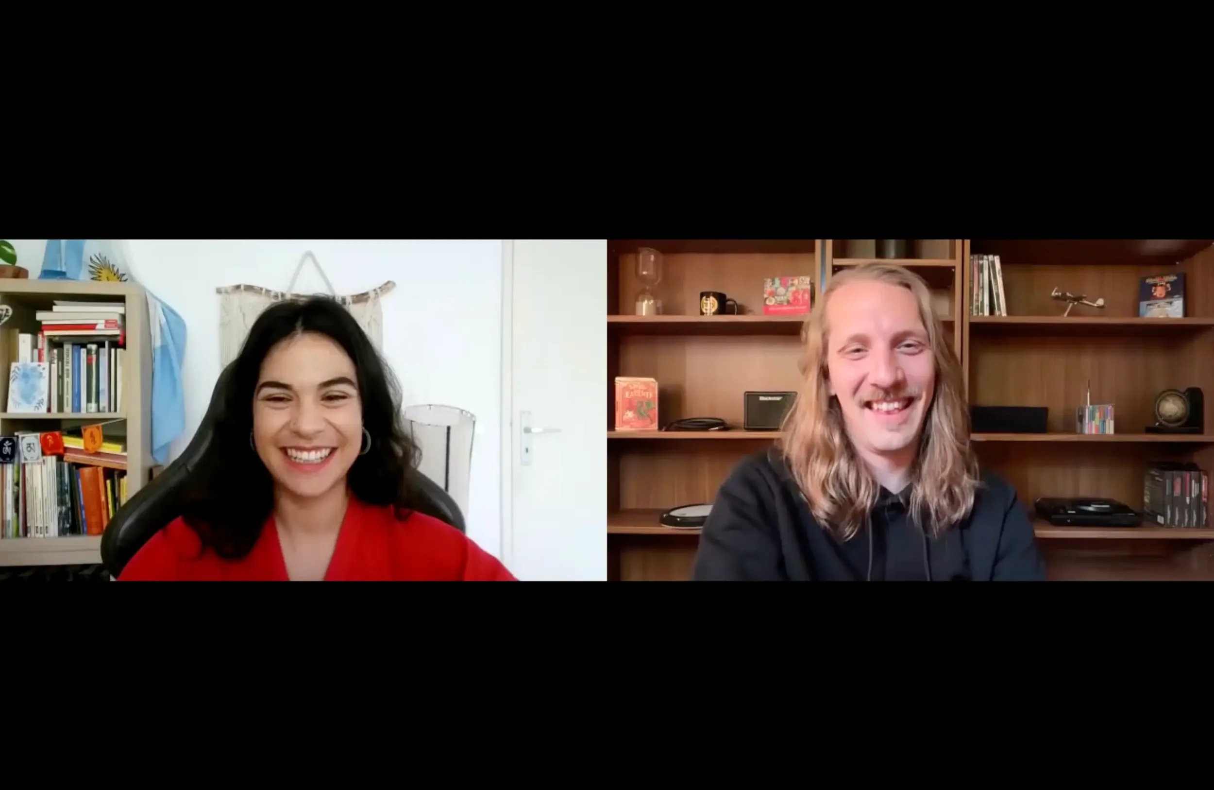 Video call screenshot from a Spanish lesson on LanguaTalk, with my tutor and me both laughing