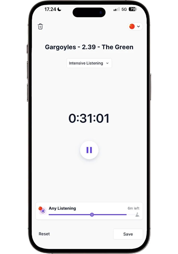 Tracking a Cantonese intensive listening session with Refold Time Tracker — 31 minutes on Gargoyles episode