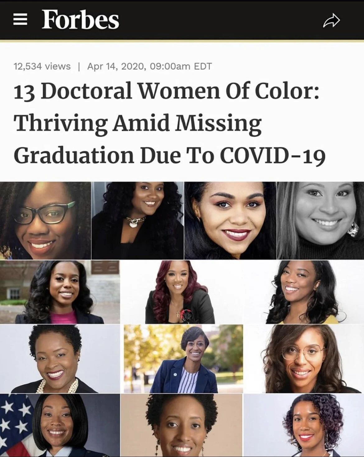 Forbes - 13 Doctoral Women Of Color: Thriving Amid Missing Graduation Due To COVID-19