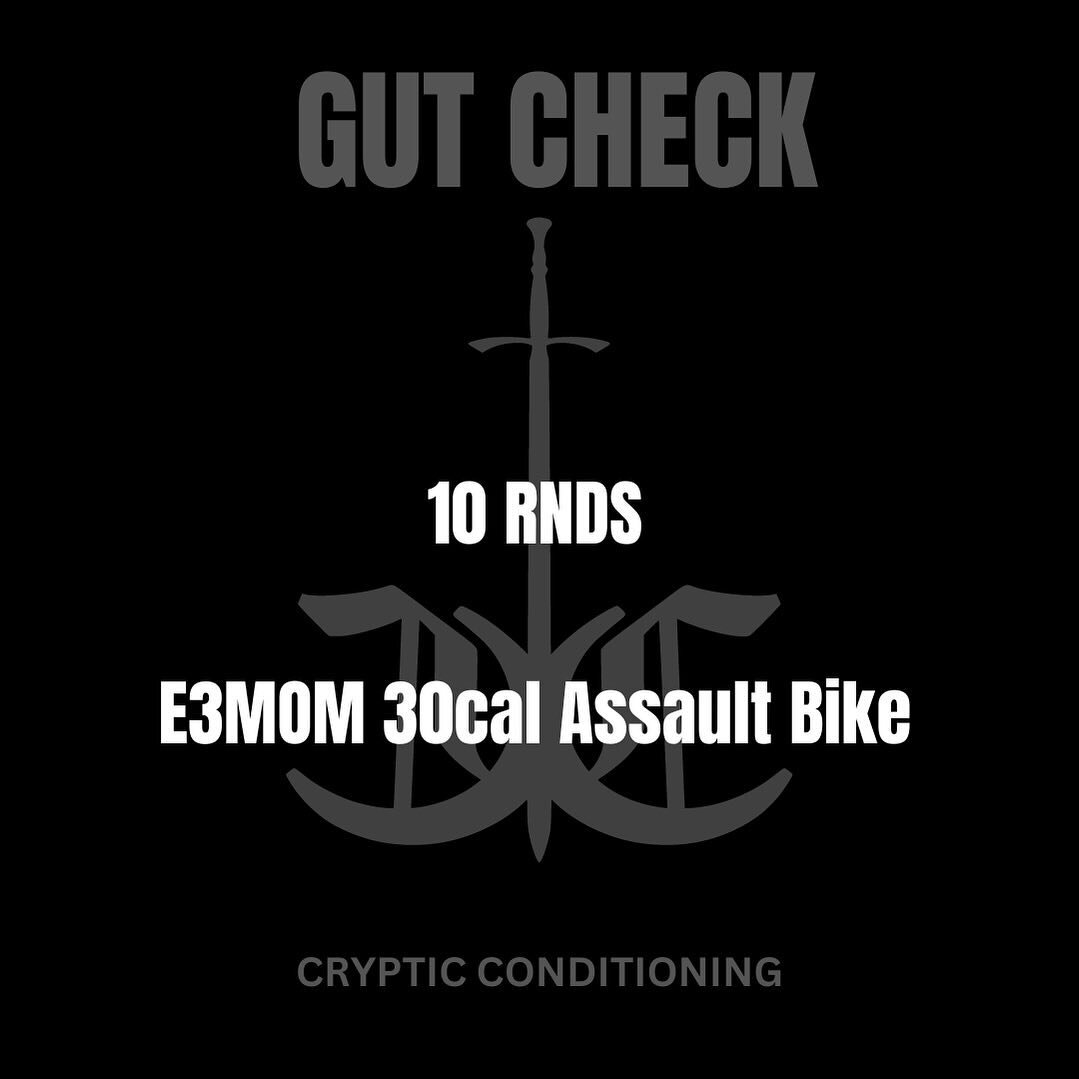 GUT CHECK for your Thursday.

Righto, make this a heart rate nightmare. 

Intensity - 30cals in the minute, rest the remaining 2 minutes. Hold this for as many rounds as possible out of the ten. 

Tips - do the ten rounds&hellip;

www.crypticconditio