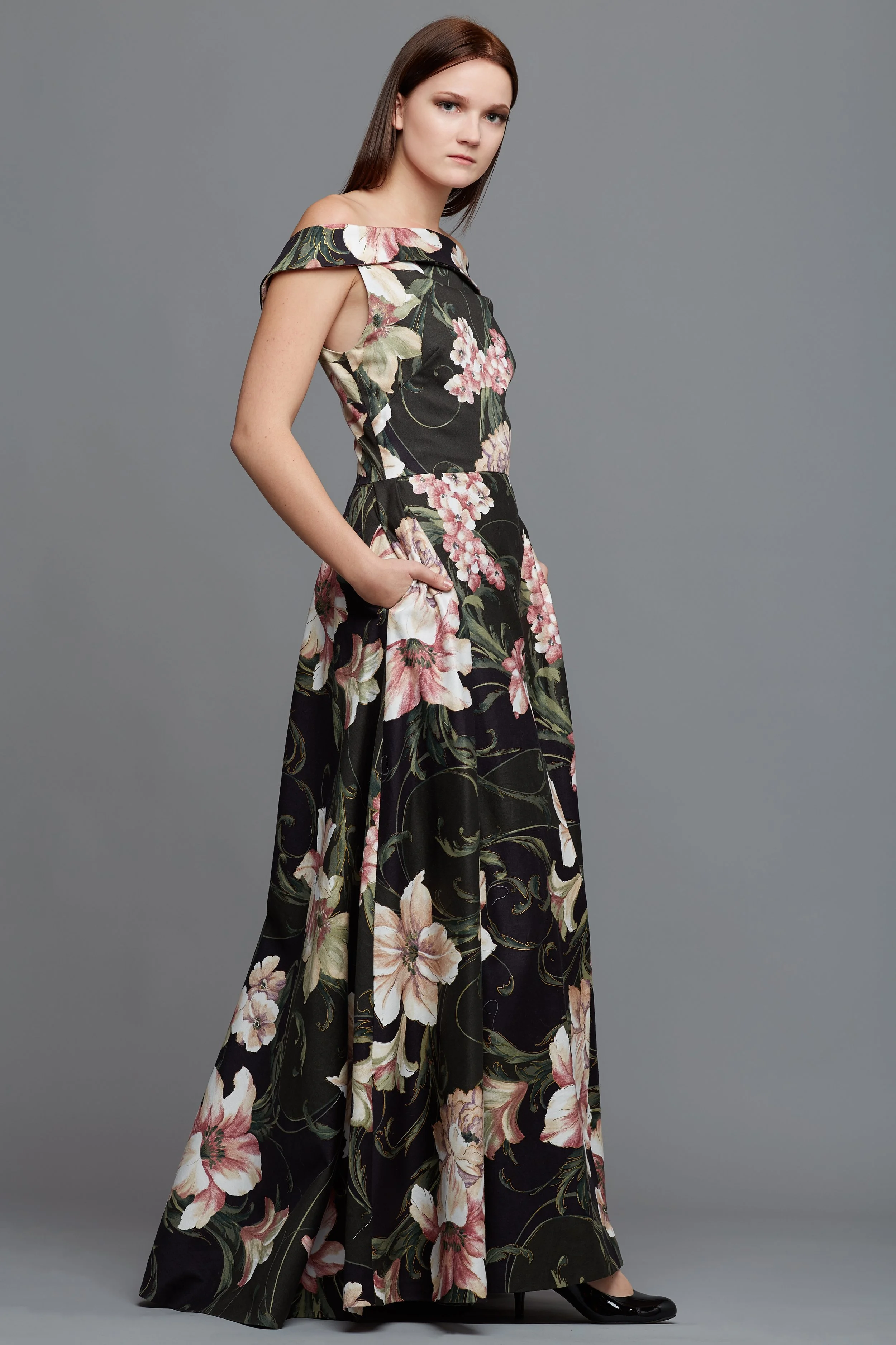 Floral Off-Shoulder Gown