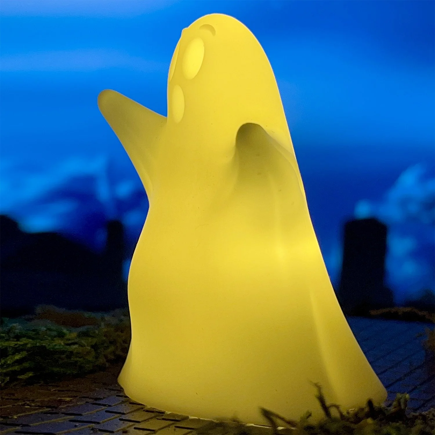 White resin Gordo Ghost with LED light and smooth detailed finish
