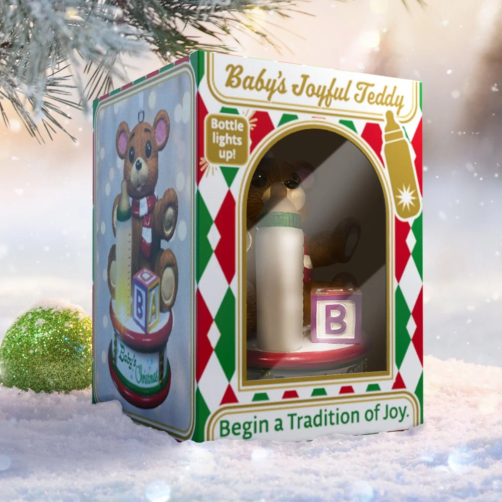 Baby’s second Christmas ornament in gift-ready packaging with protective box