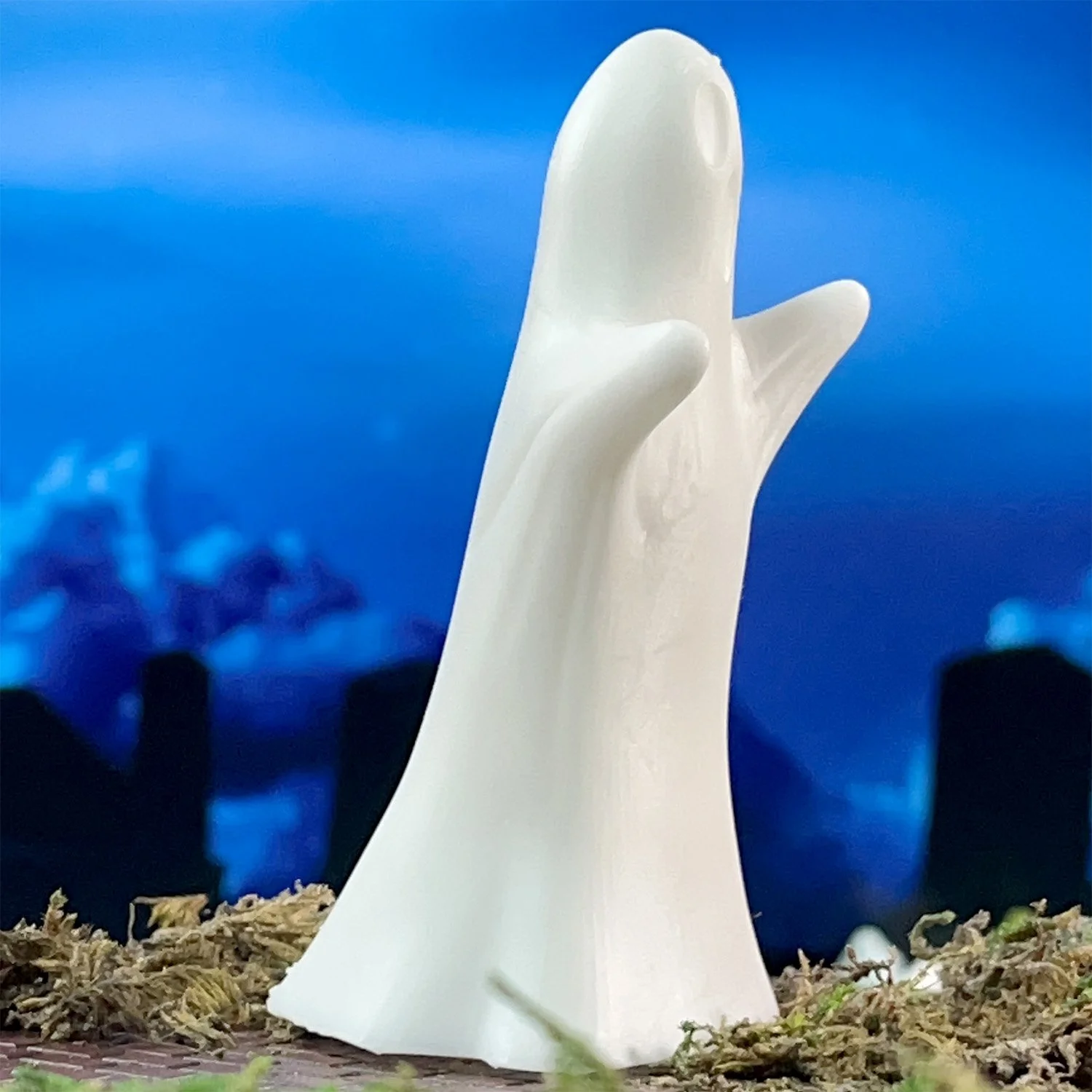 LED illuminated Flaca Ghost figurine for office desk or shelf décor